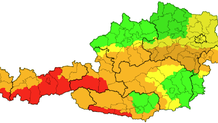Aktuelle Unwetterwarnungen für Österreich