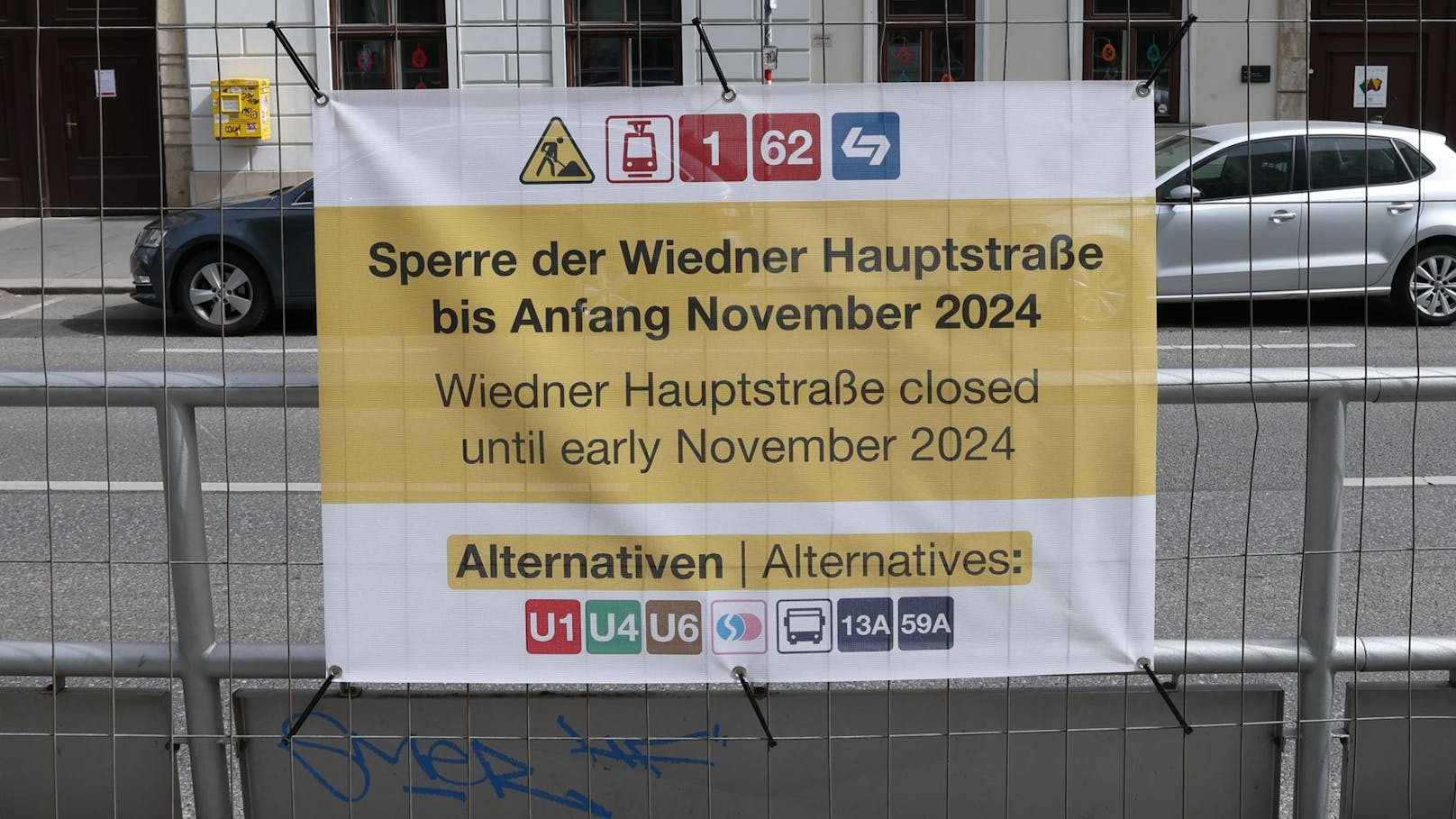 Sperre der Wiedner Hauptstraße geht nun in 1. Phase