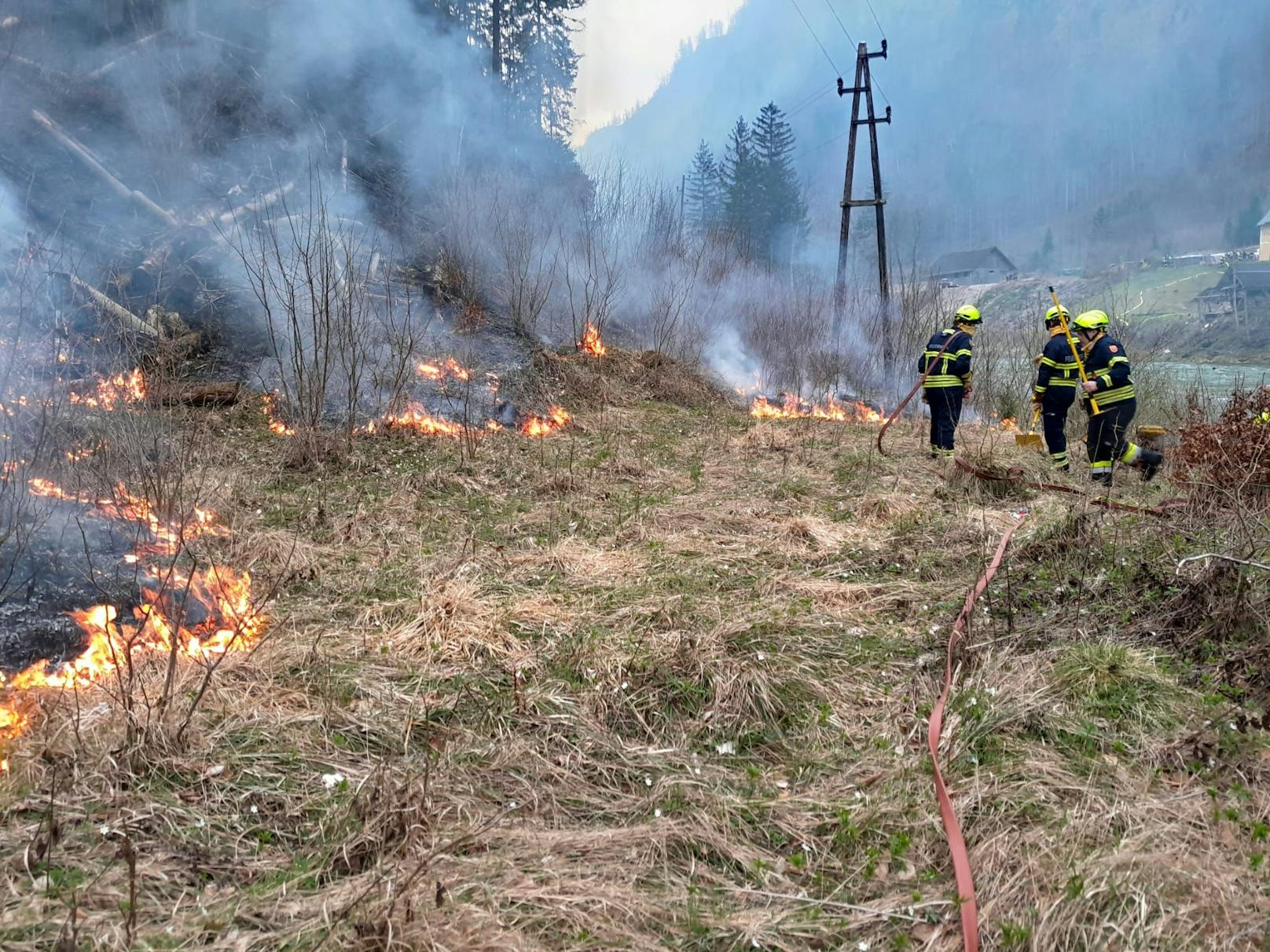 Die Wehren von Göstling und Lassing unterstützten die Kollegen in der Steiermark.