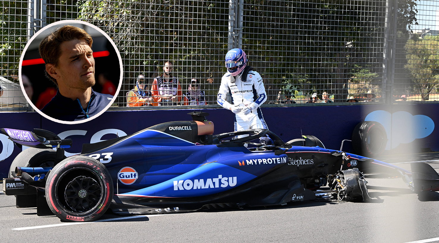 Logan Sargeant bekommt den reparierten Williams von Alexander Albon. 