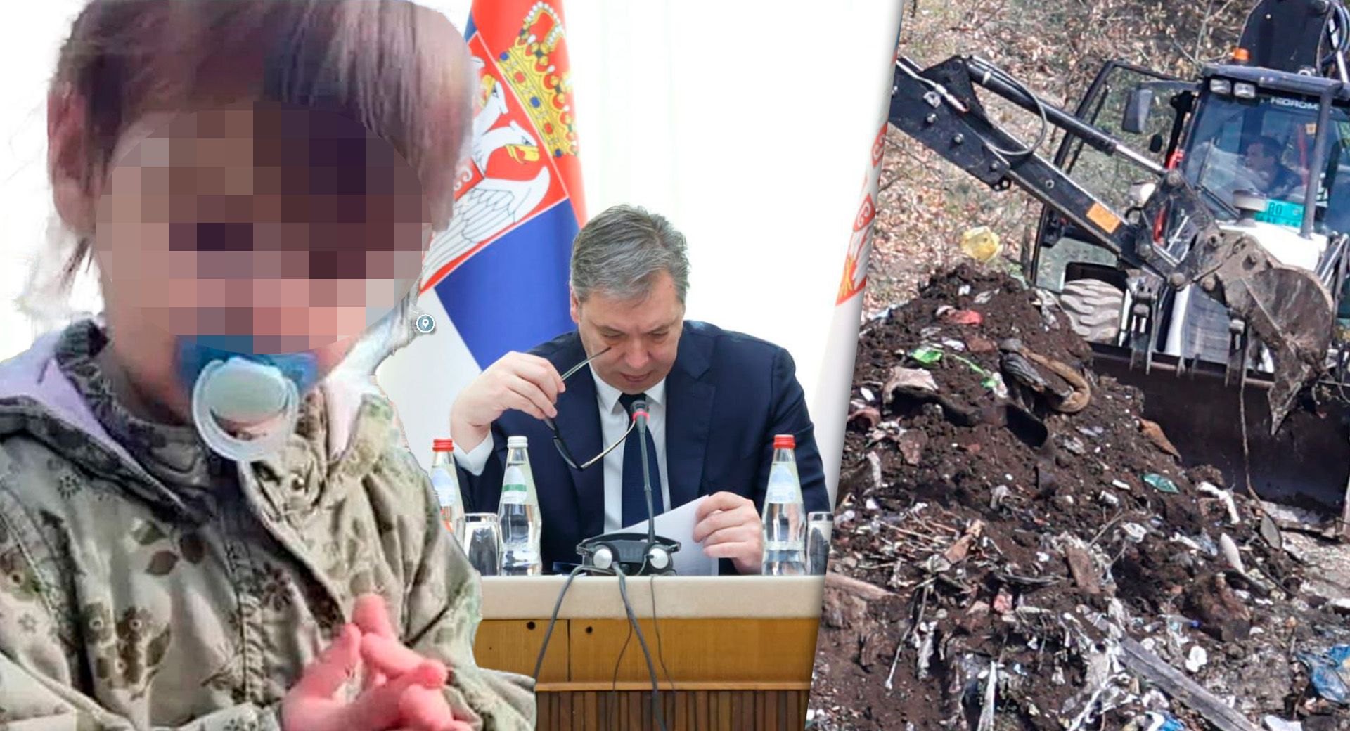 Serbiens Präsident Vucic verkündete während einer Pressekonferenz den Tod der zweijährigen Danka (li.)