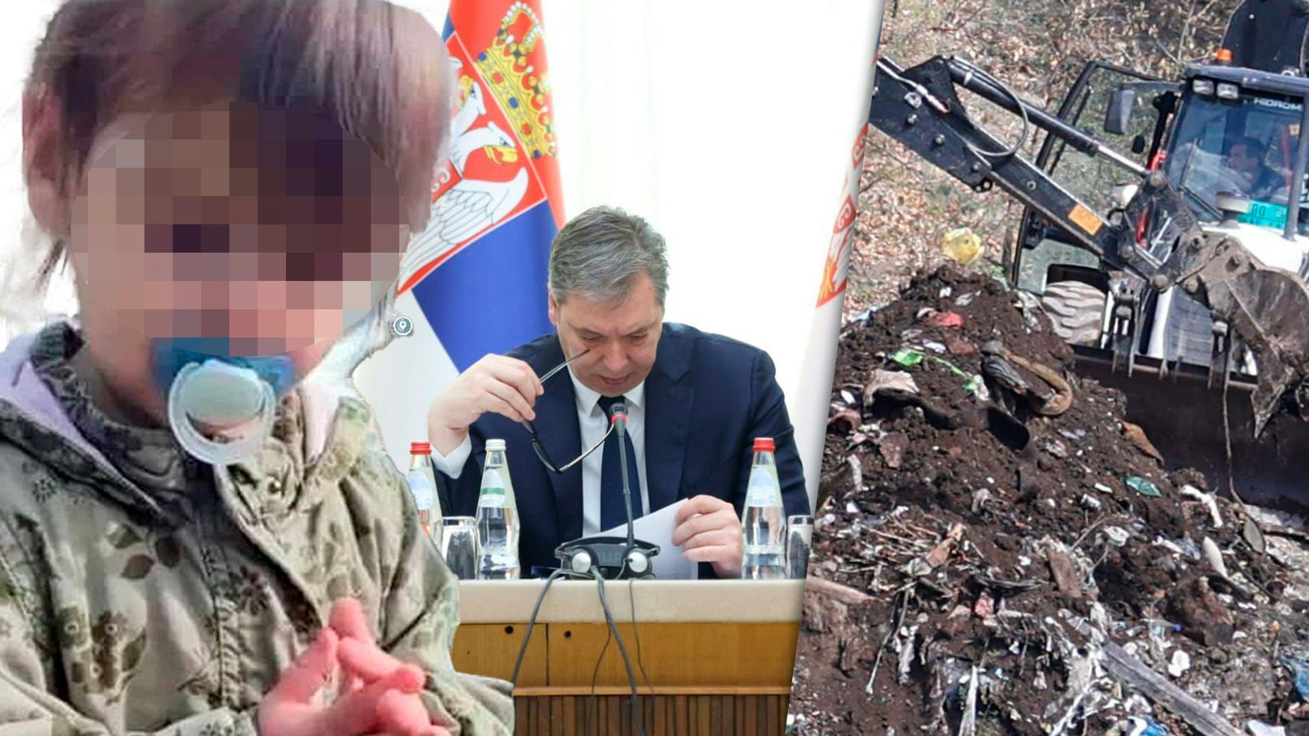 Serbiens Präsident Vucic verkündete während einer Pressekonferenz den Tod der zweijährigen Danka (li.) 