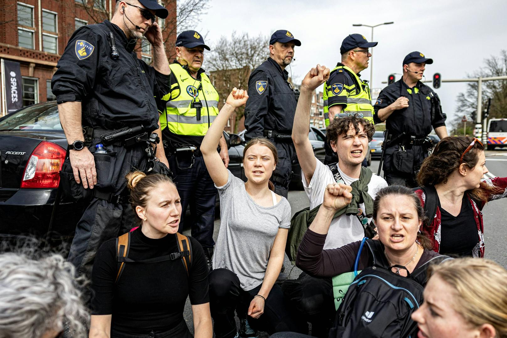 Thunberg kurz vor ihrer Festnahme