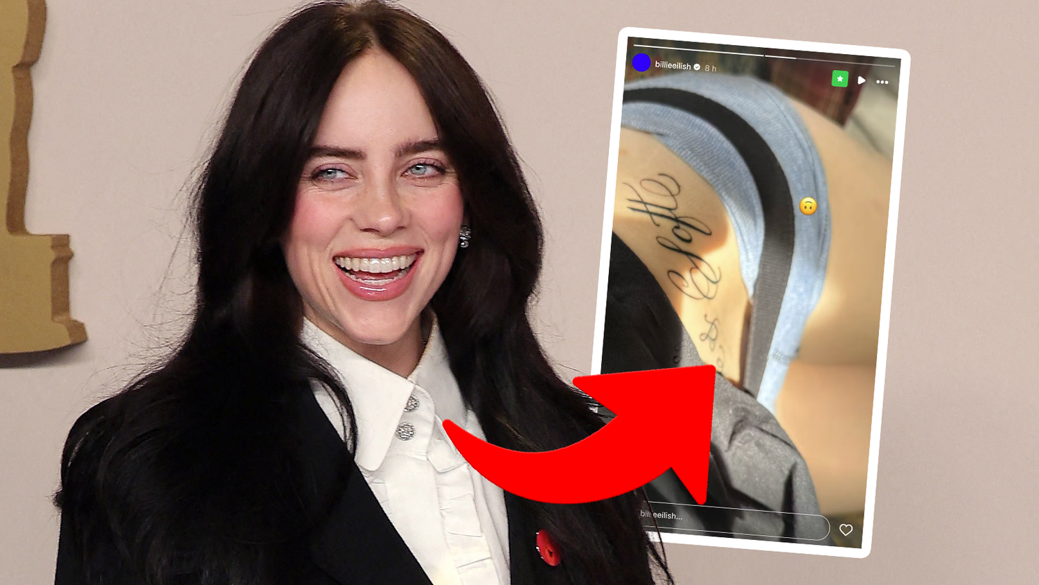 Billie Eilish zeigt ihren "engen Freunden" ihr neues Tattoo.