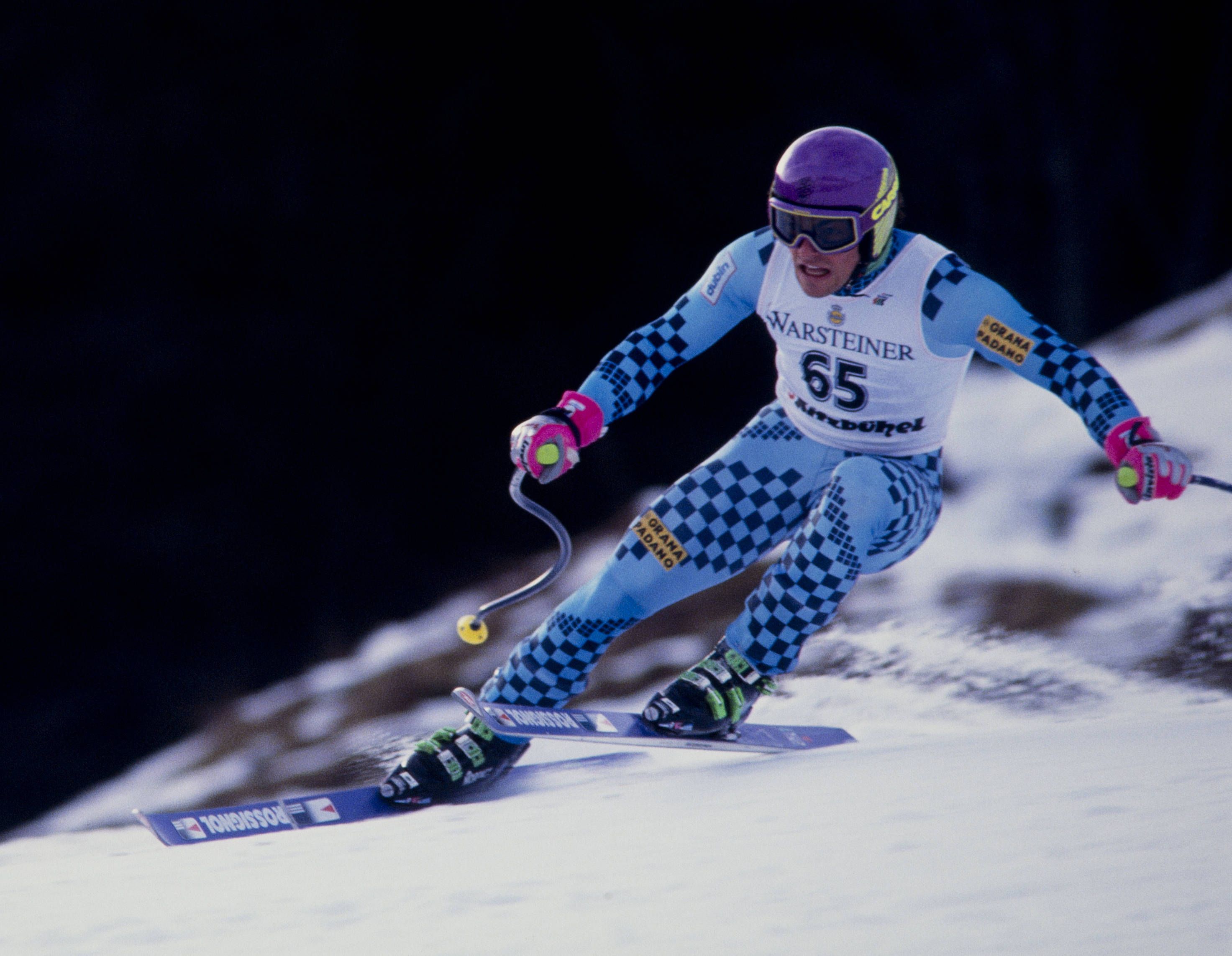 Der Italiener Alex Mair 1991 während eines Kitz-Trainings.