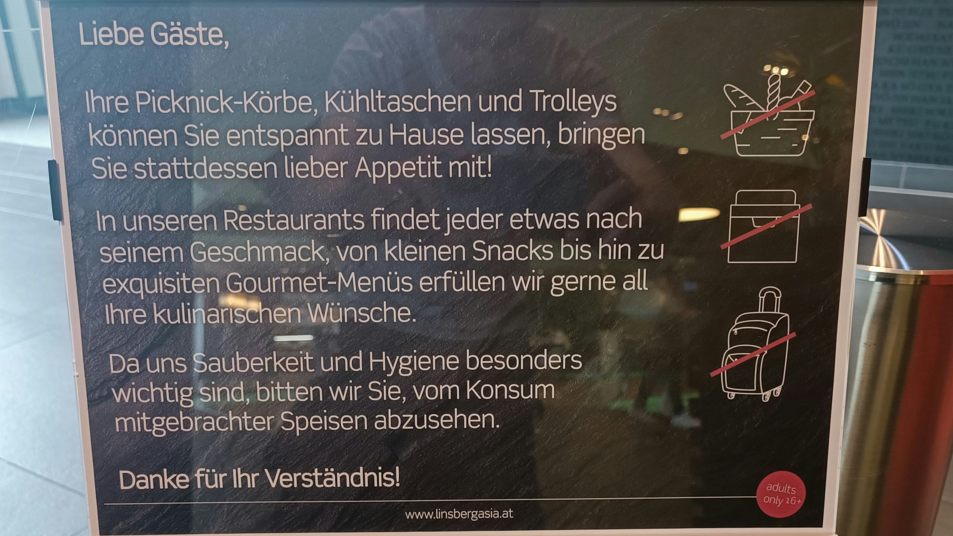 Die Therme Linsberg Asia erteilt seinen Gästen "Essverbot".