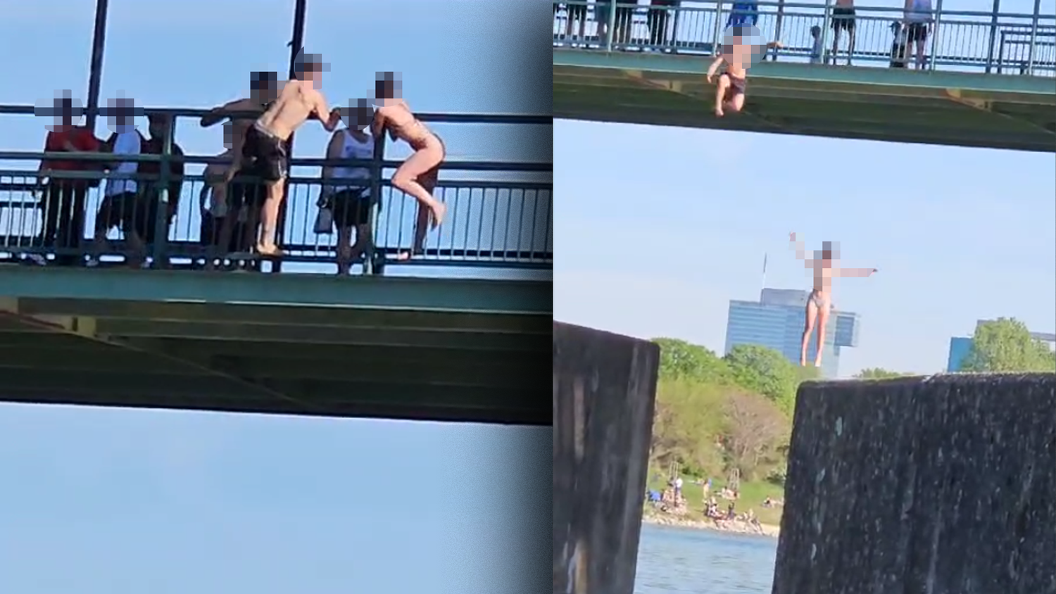 Am Sonntag sprangen zwei Wiener von der Donaubrücke ins kalte Nass. 