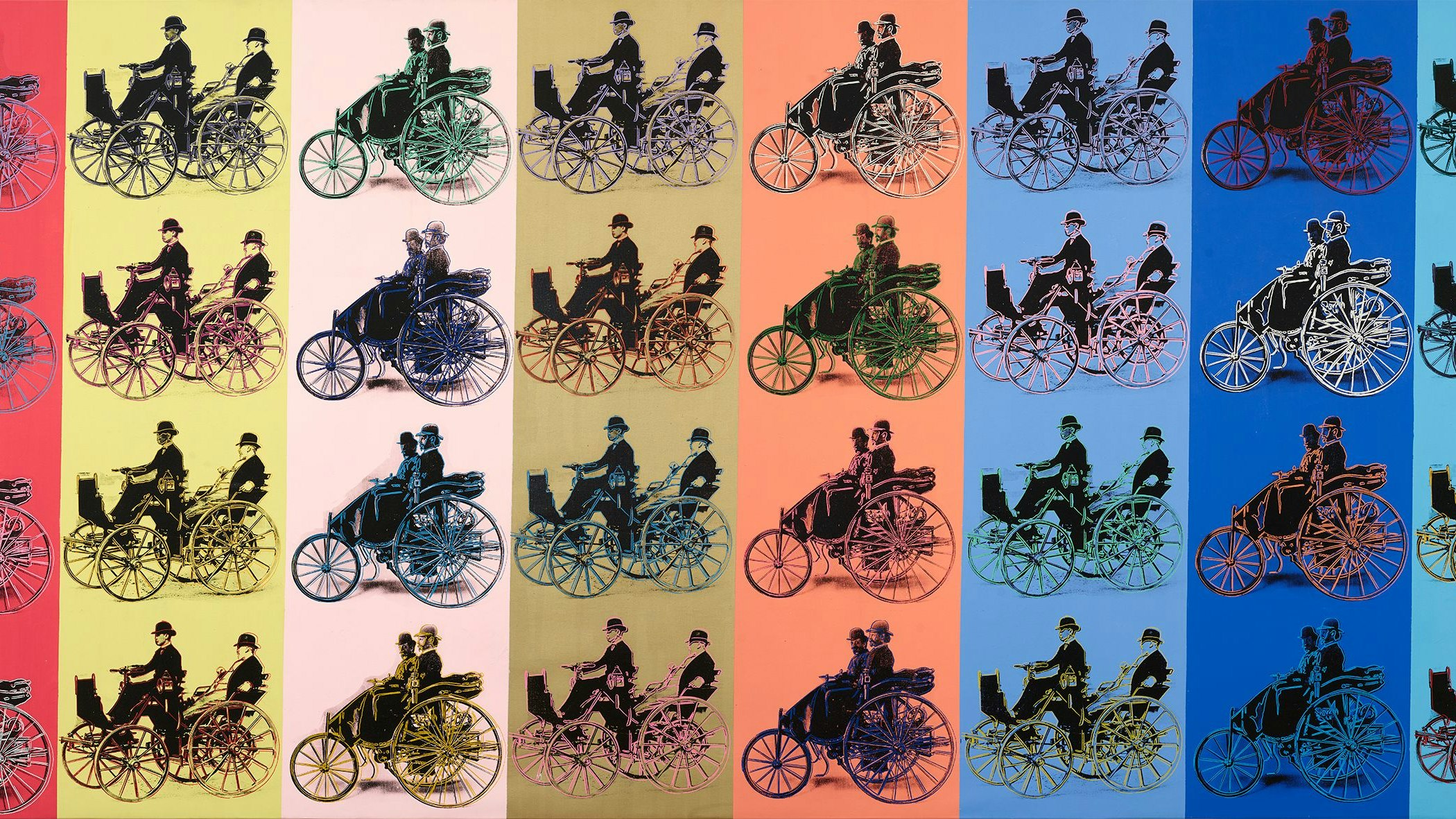 "Daimler Motorkutsche1886 und Benz Patent Motorwagen 1886" von Andy Warhol, 1987