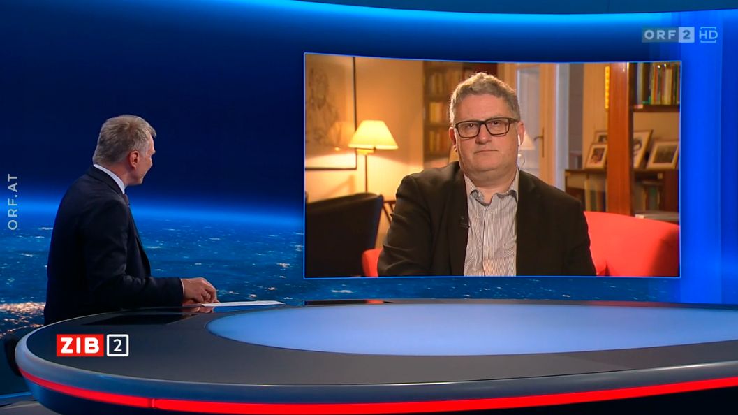 Russland-Experte Mark Galeotti in der ZIB2 mit Armin Wolf am 8. April 2024.