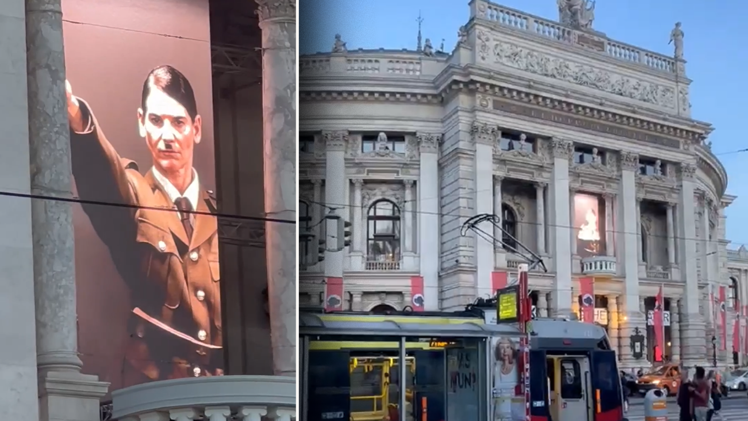 Eine Installation vor dem Burgtheater zieht derzeit alle Blicke auf sich. Allerdings zeigen sich einige verärgert.