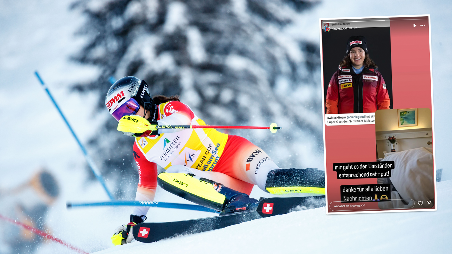 Nicole Good stürzte im Super G schwer, erlitt Frakturen und Schürfwunden.