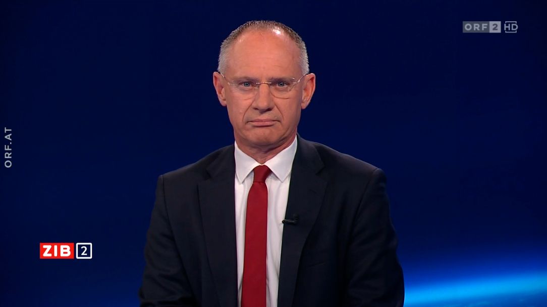 Innenminister Gerhard Karner (VP) am 9. April 2024 in der ZIB2 mit Armin Wolf.