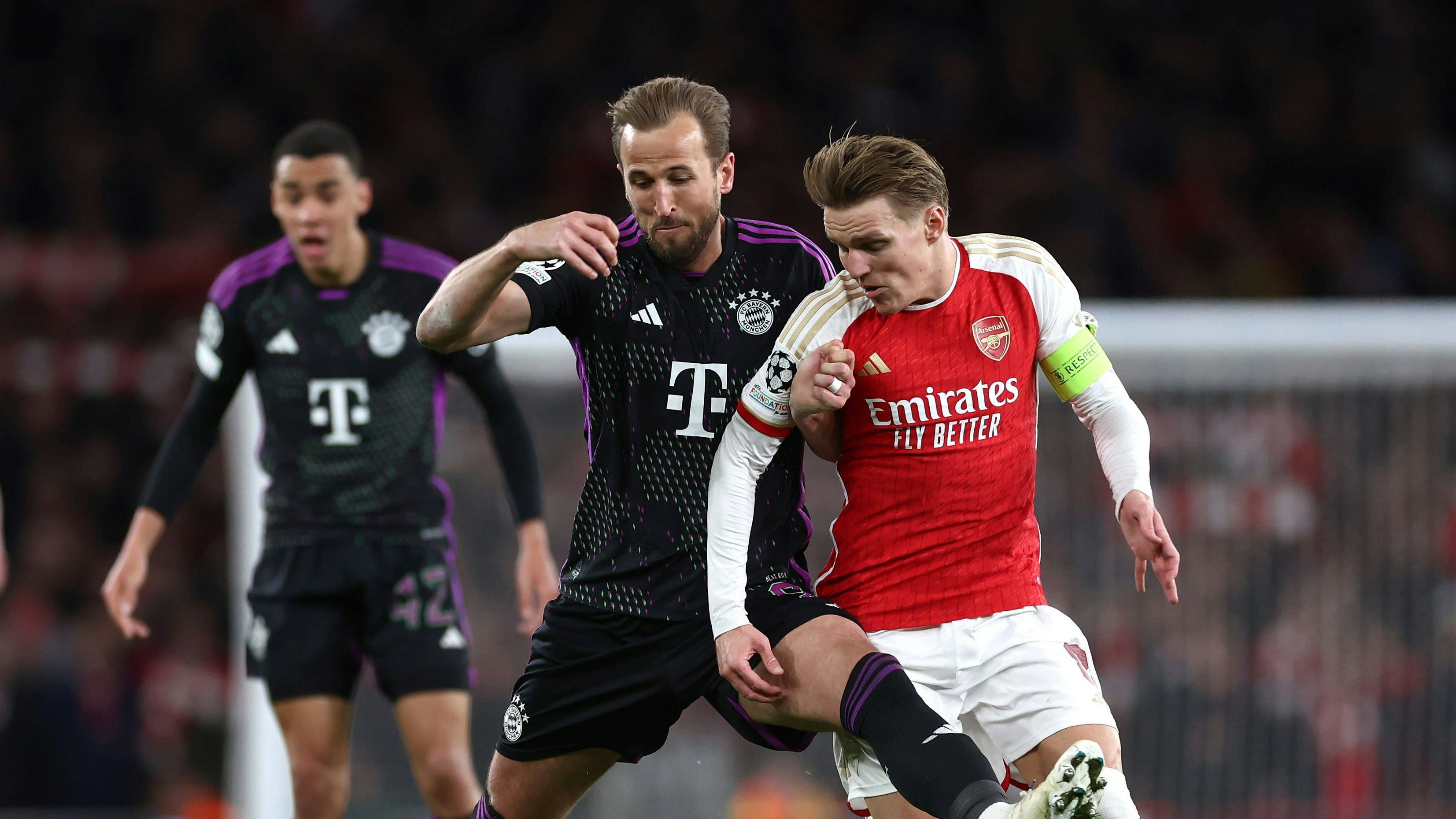 Bayern-Torjäger Harry Kane gegen Arsenal London. 