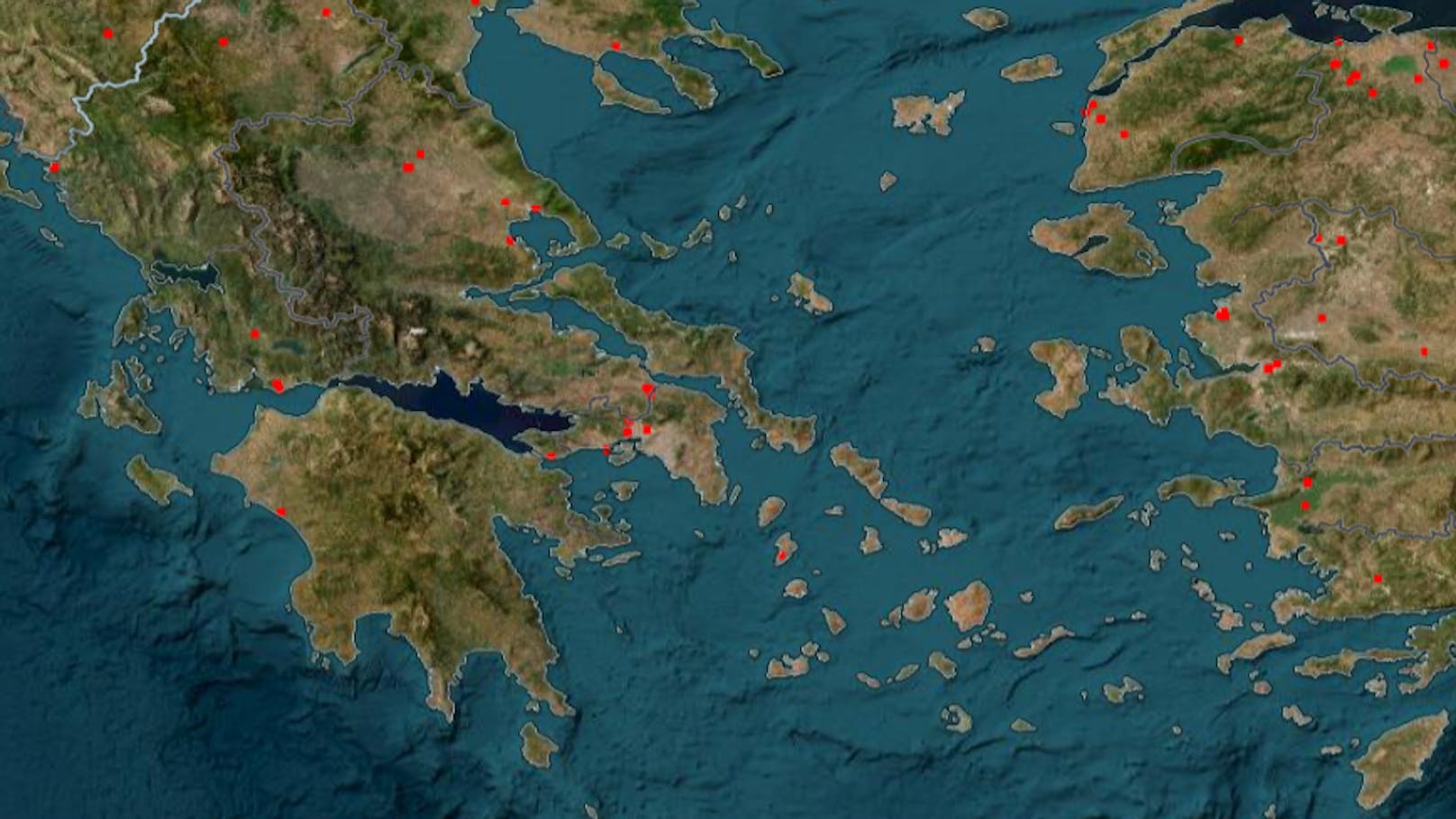 Diese Karte zeigt die Orte, an denen es in Griechenland am Mittwoch, dem 10. April 2024, brennt. 