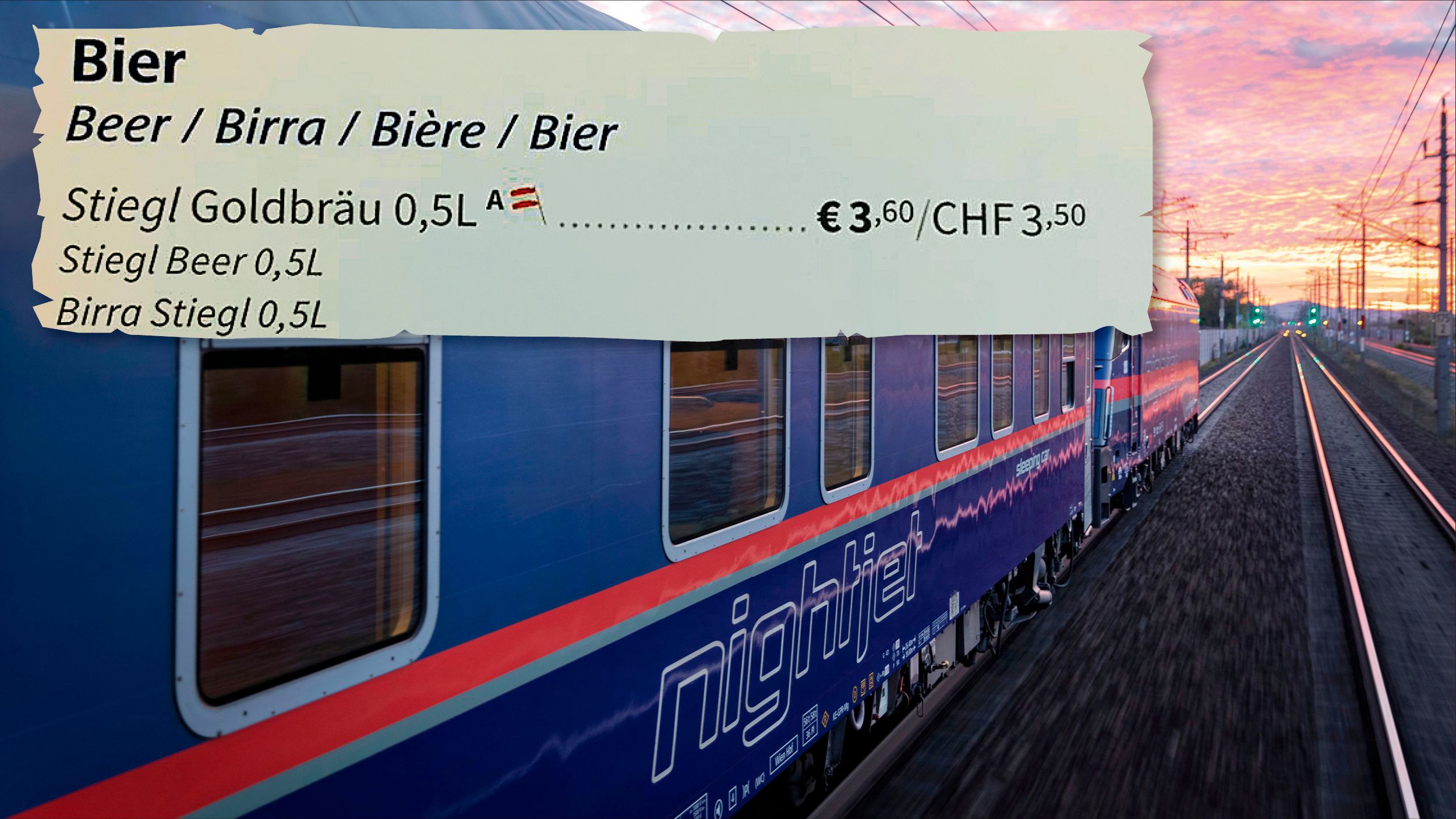 Ein Mann war irritiert über die Preise im ÖBB-Nightjet.