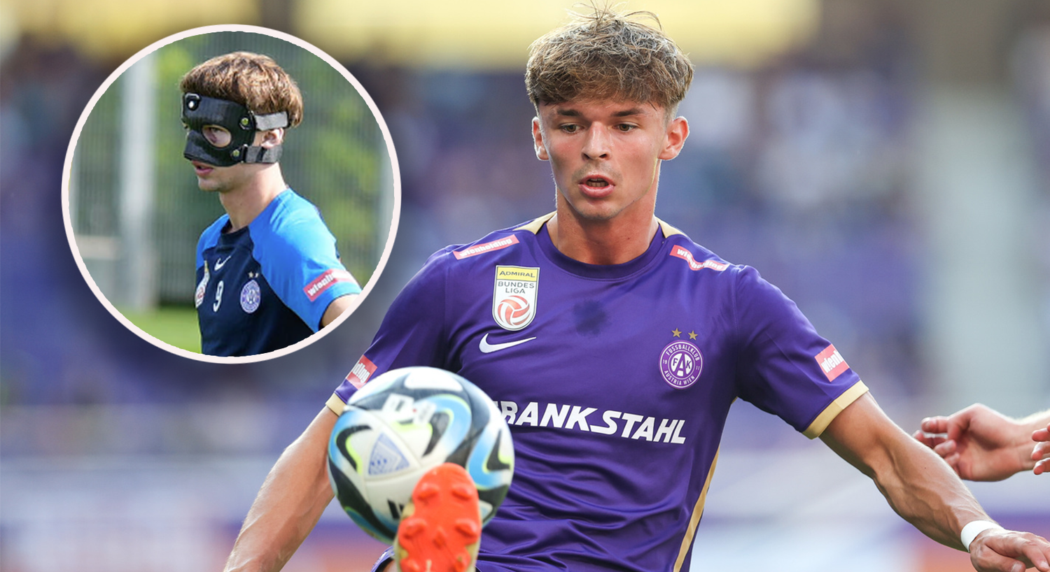 Austria-Torjäger Muharem Huskovic trainierte mit einer Spezialmaske wieder. 