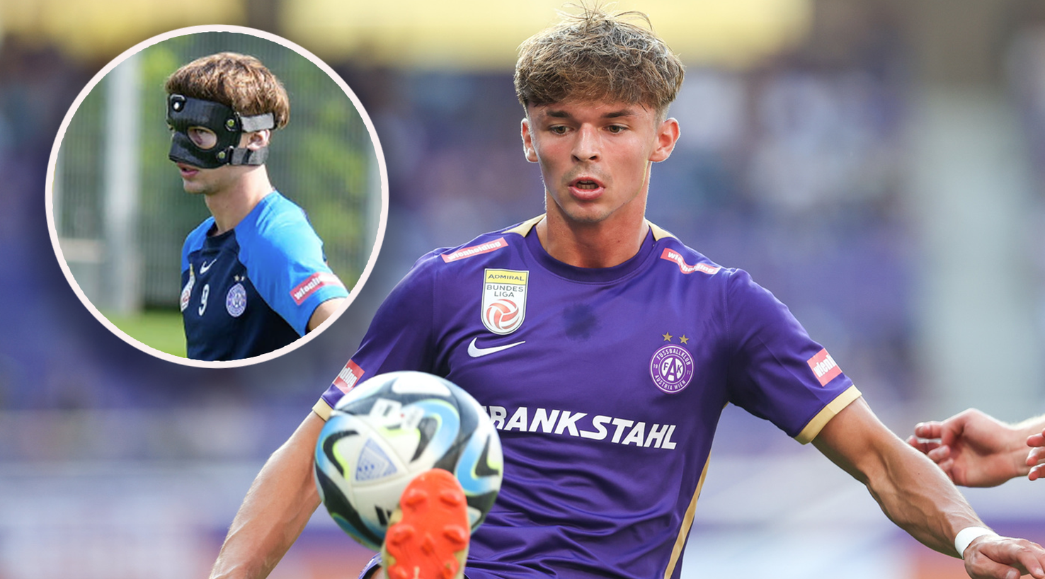 Austria-Torjäger Muharem Huskovic trainierte mit einer Spezialmaske wieder. 