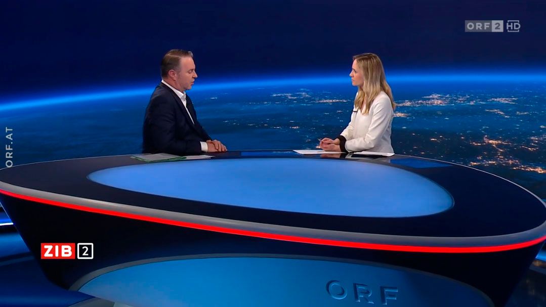 SPÖ-Chef Andreas Babler in der ZIB2 mit Margit Laufer am 11. April 2024.