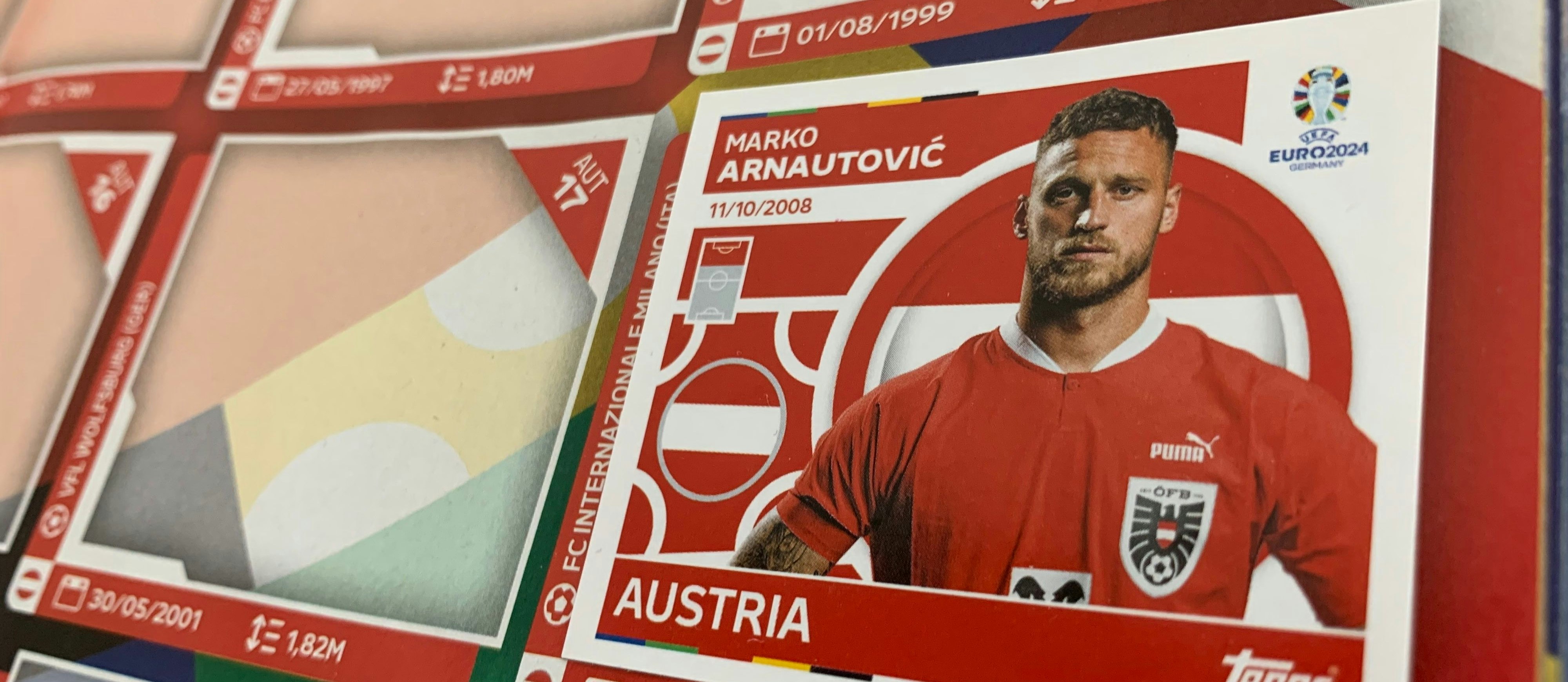 Österreichs EM-Rekordtorschütze Marko Arnautovic (16 Tore in 35 Spielen inkl. EM-Qualifikation) im neuen EURO 2024 Stickeralbum
