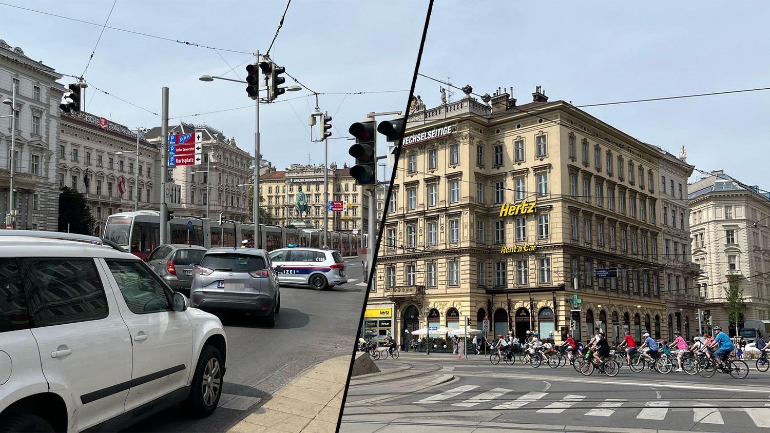 Derzeit herrscht am Ring ein riesiges Chaos. Grund dafür ist die Radparade in der Wiener City