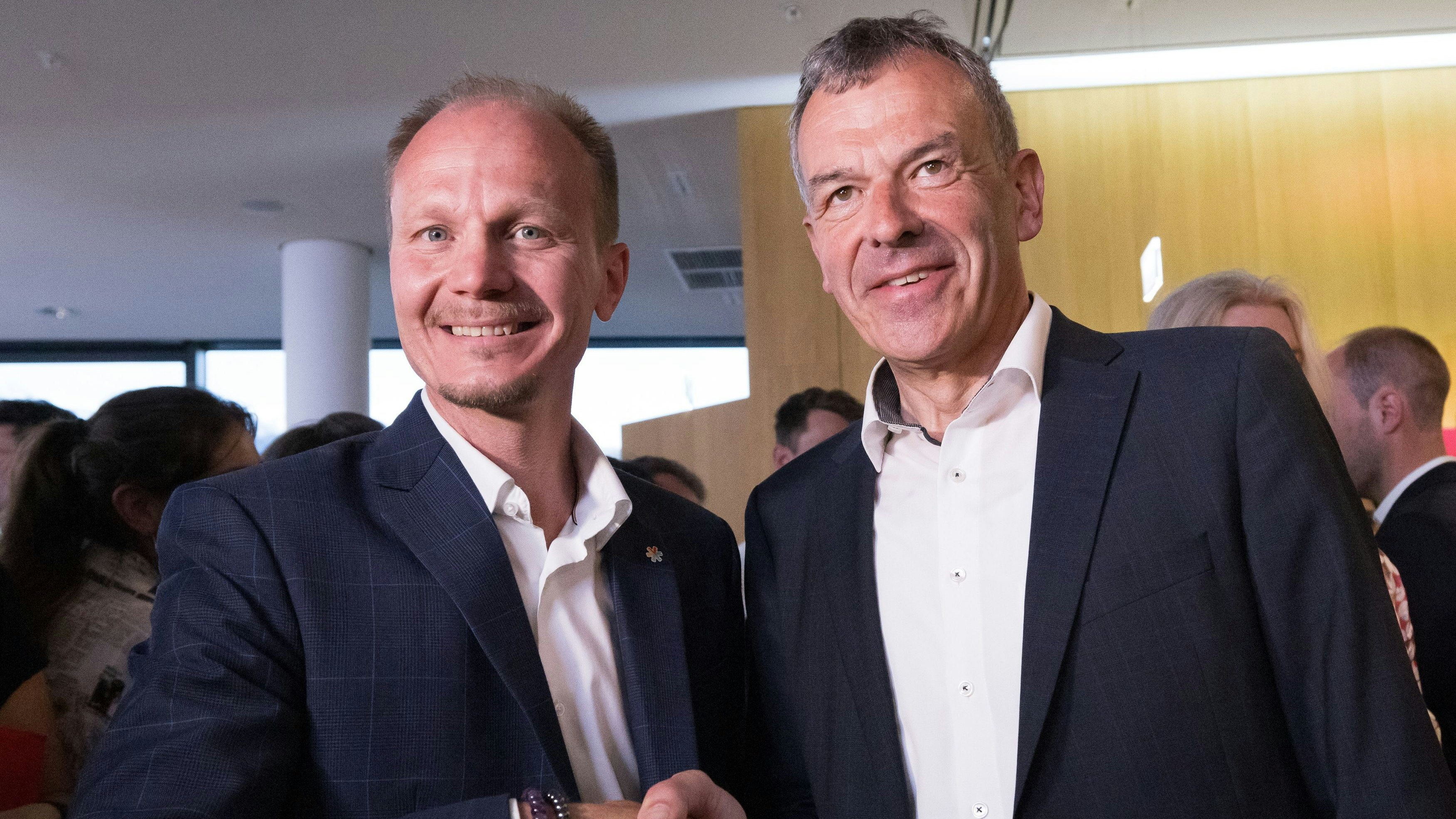 Bürgermeisterkandidat Hannes Anzengruber (Ja - Jetzt Innsbruck), Bürgermeister Georg Willi (die Grünen).