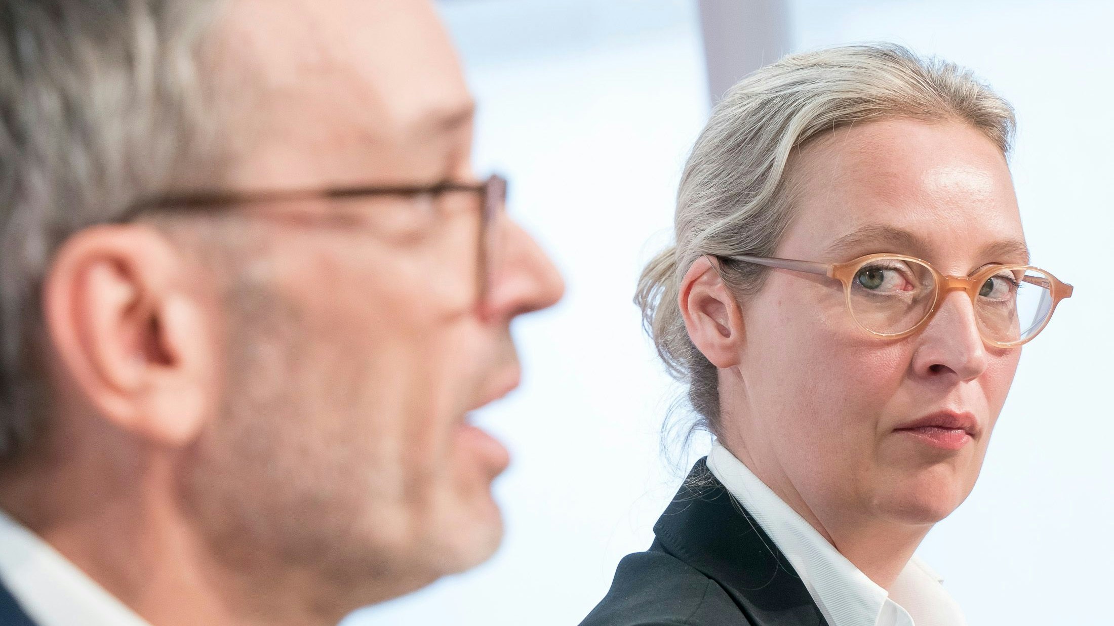 FPÖ-Chef Herbert Kickl bei einer Pressekonferenz 2023 mit AfD-Chefin Alice Weidel in Wien