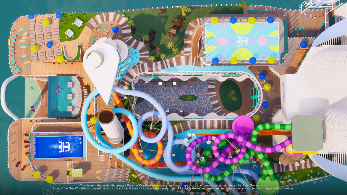 Die "Icon" verfügt über sieben Swimming Pools, neun Whirlpools sowie sechs unterschiedlich lange Wasserrutschen