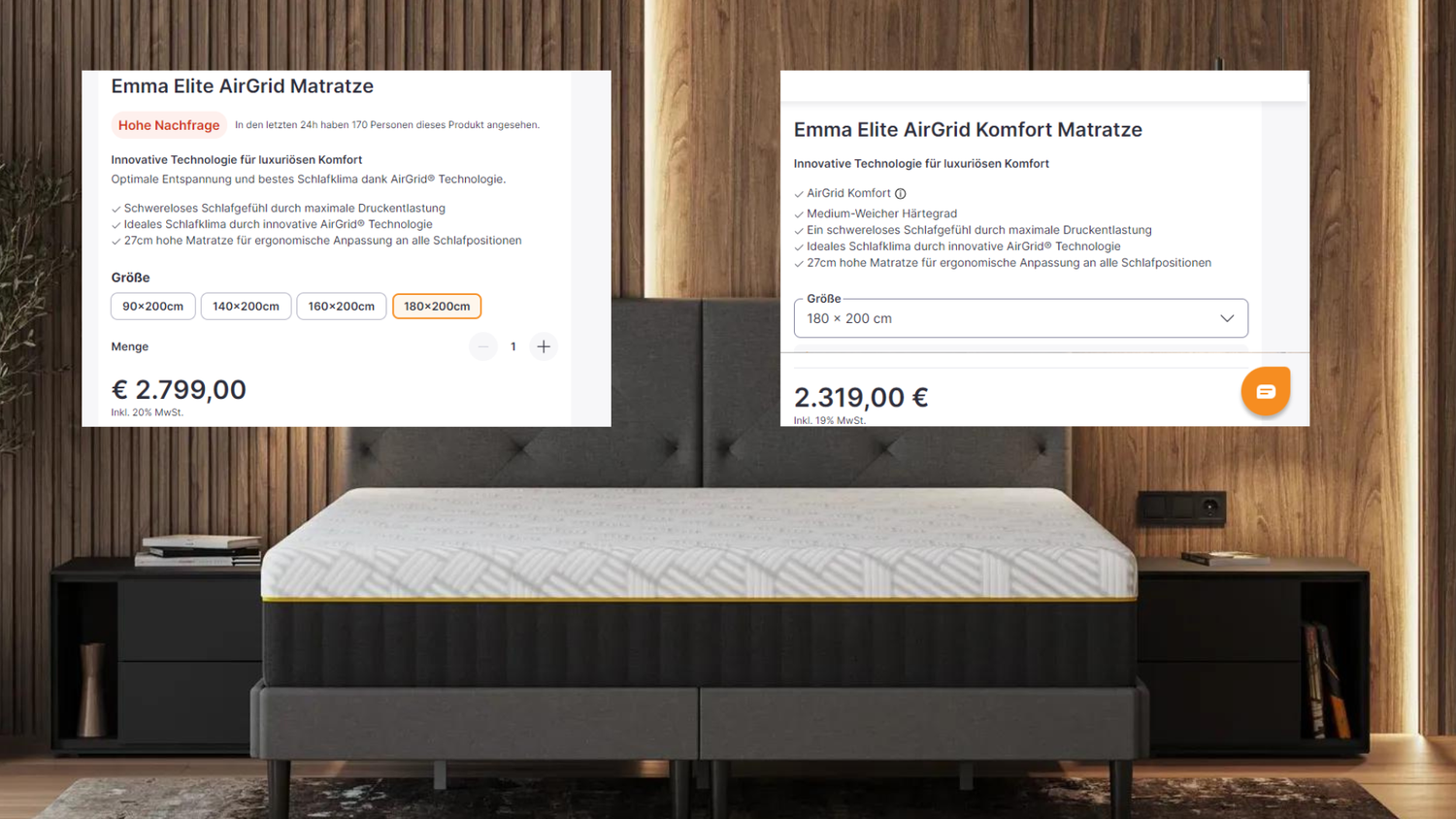 Ein Kunde ist sauer, weil dieselbe Matratze in Österreich fast 500 Euro mehr kostet als in Deutschland.