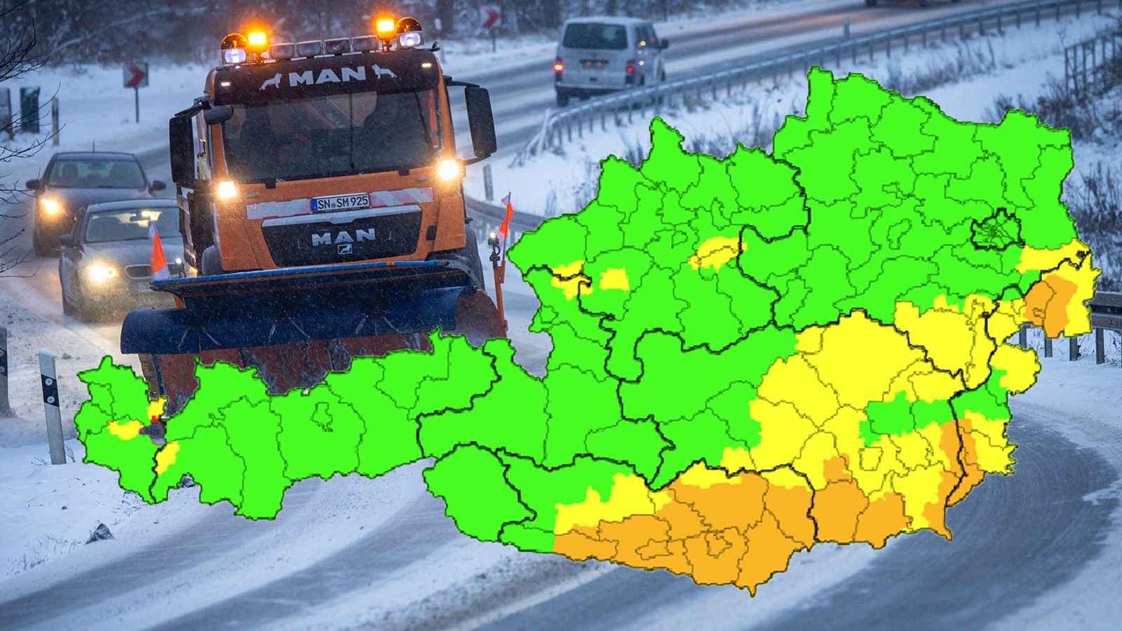 Schnee-Alarm am Dienstag in Österreich.