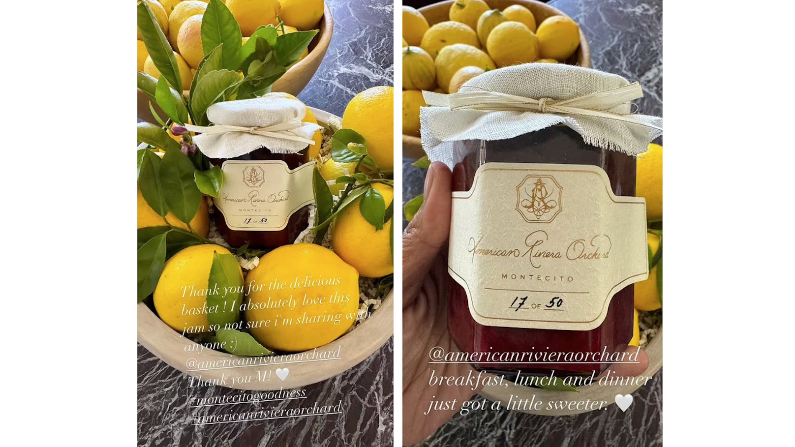 Tracy Robbins hat sich auf Instagram für die Marmelade bei Meghan bedankt.