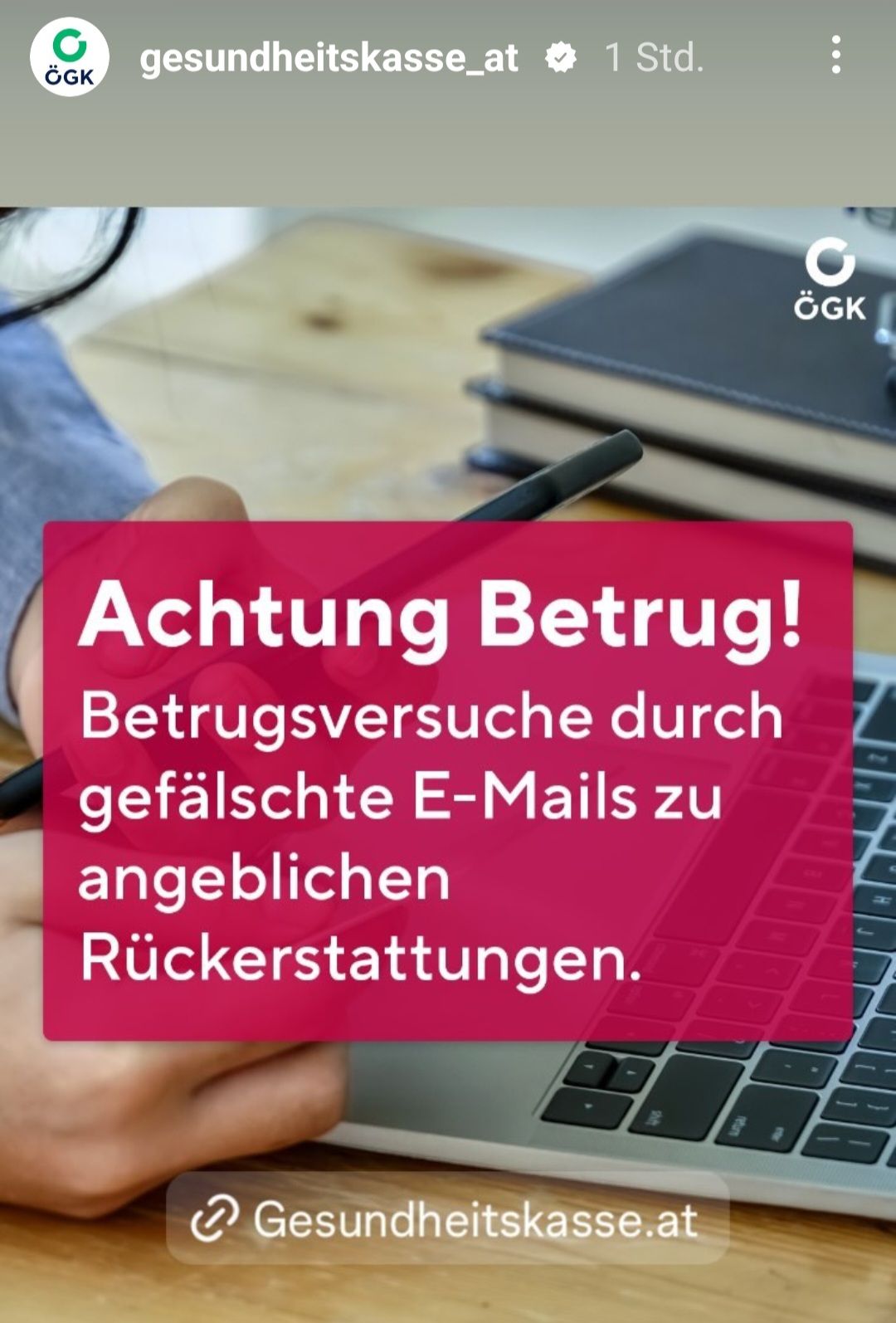 Falsche Meldungen zu angeblichen Rückerstattungen im Namen der ÖGK wurden verschickt.