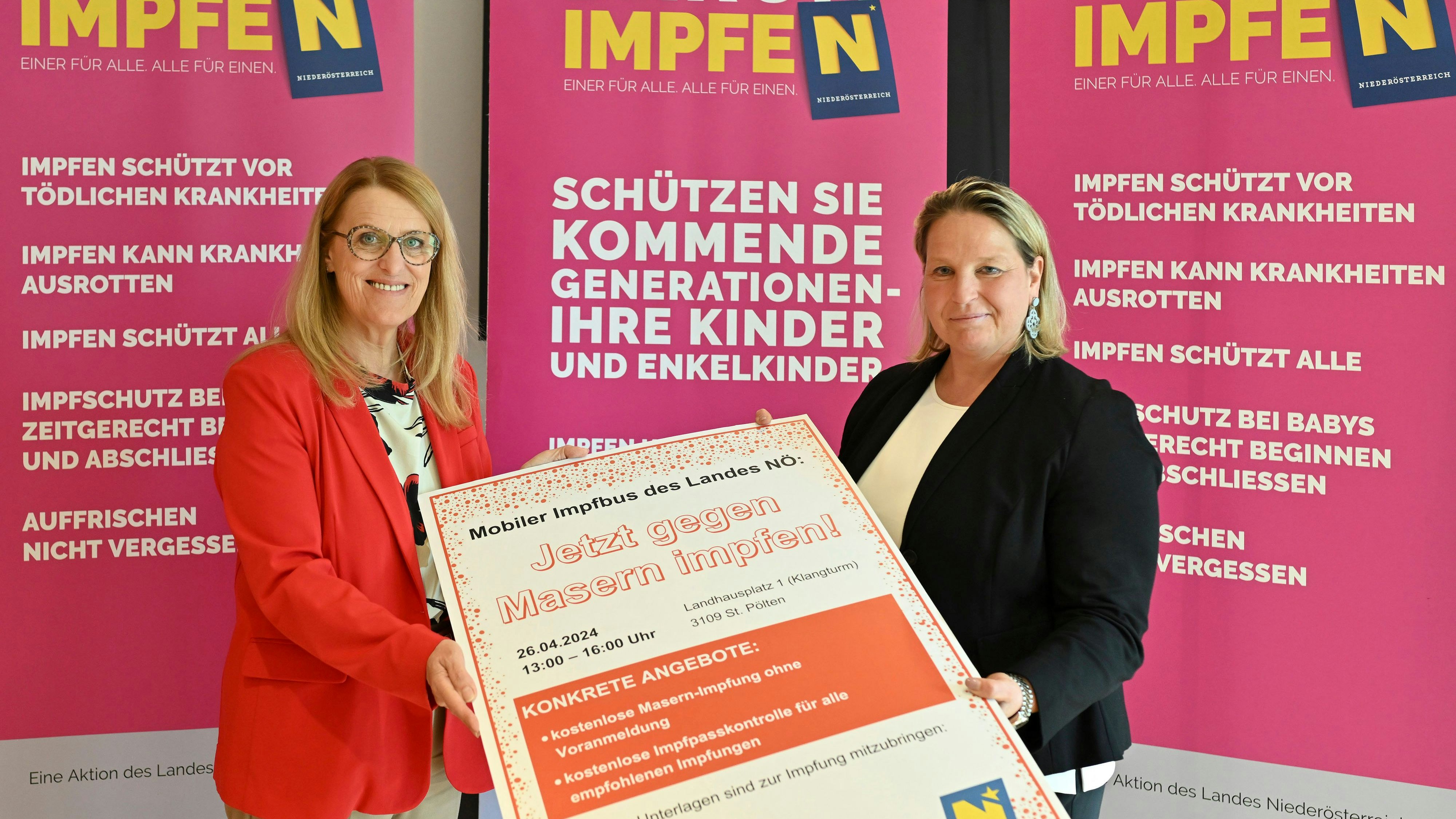 Landesrätin und Sanitätsdirektorin werben für den Masern-Impfbus