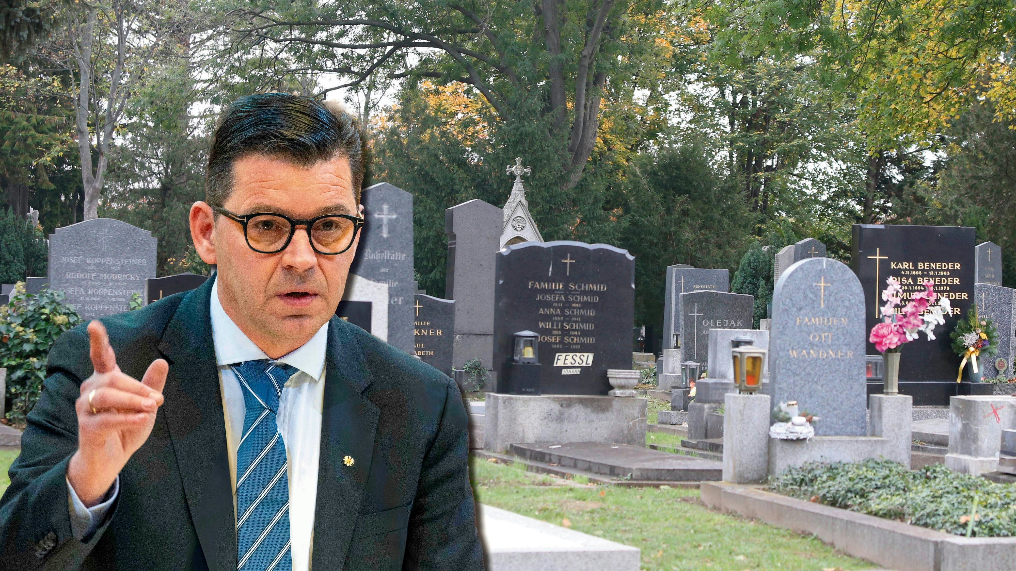 FPÖ-Gemeinderat Udo Guggenbichler kritisiert die neue Gebühr am Zentralfriedhof.