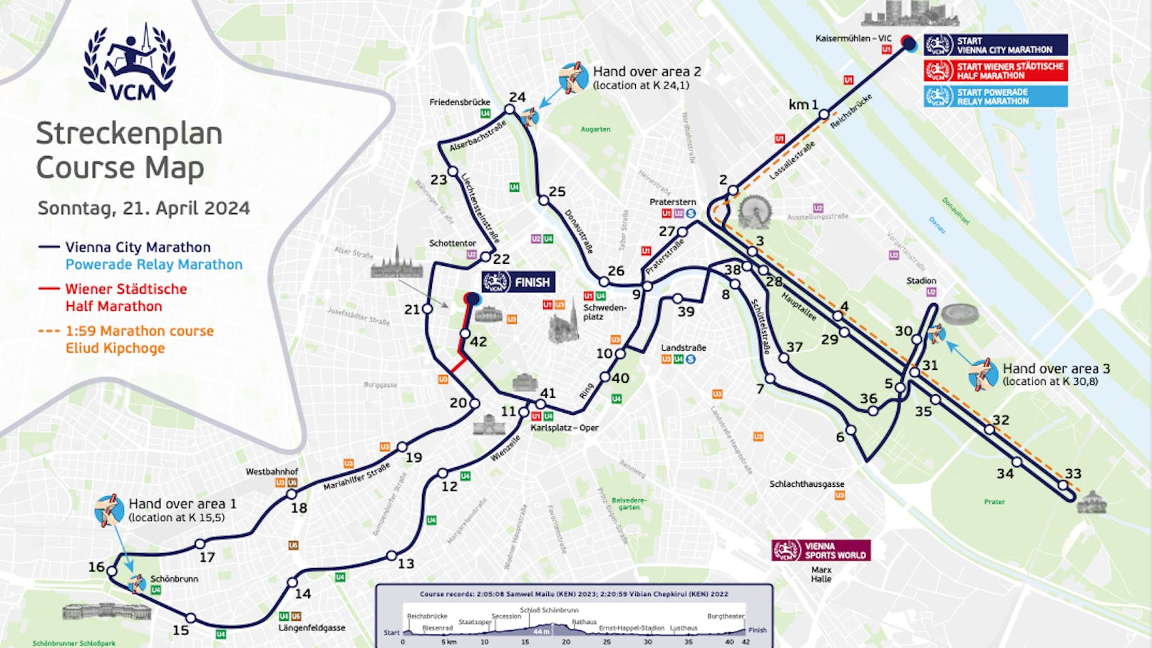 Streckenplan des Vienna City Marathon