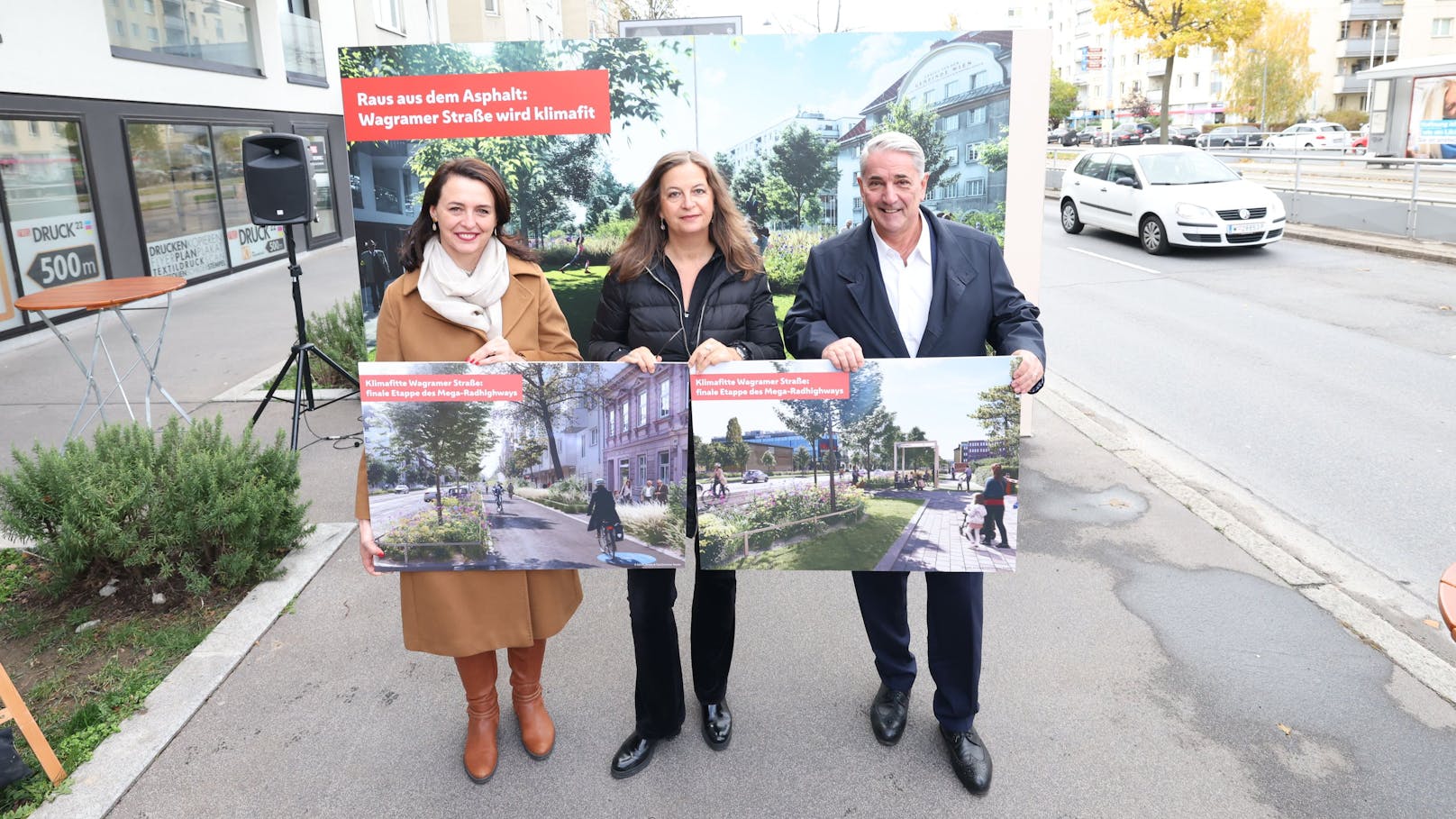 Die Wagramer Straße wird zwischen der Donaustadtstraße und Am langen Felde komplett umgebaut.