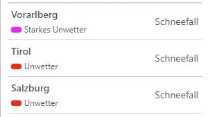 Die aktuellen Unwetterwarnungen im Überblick. 