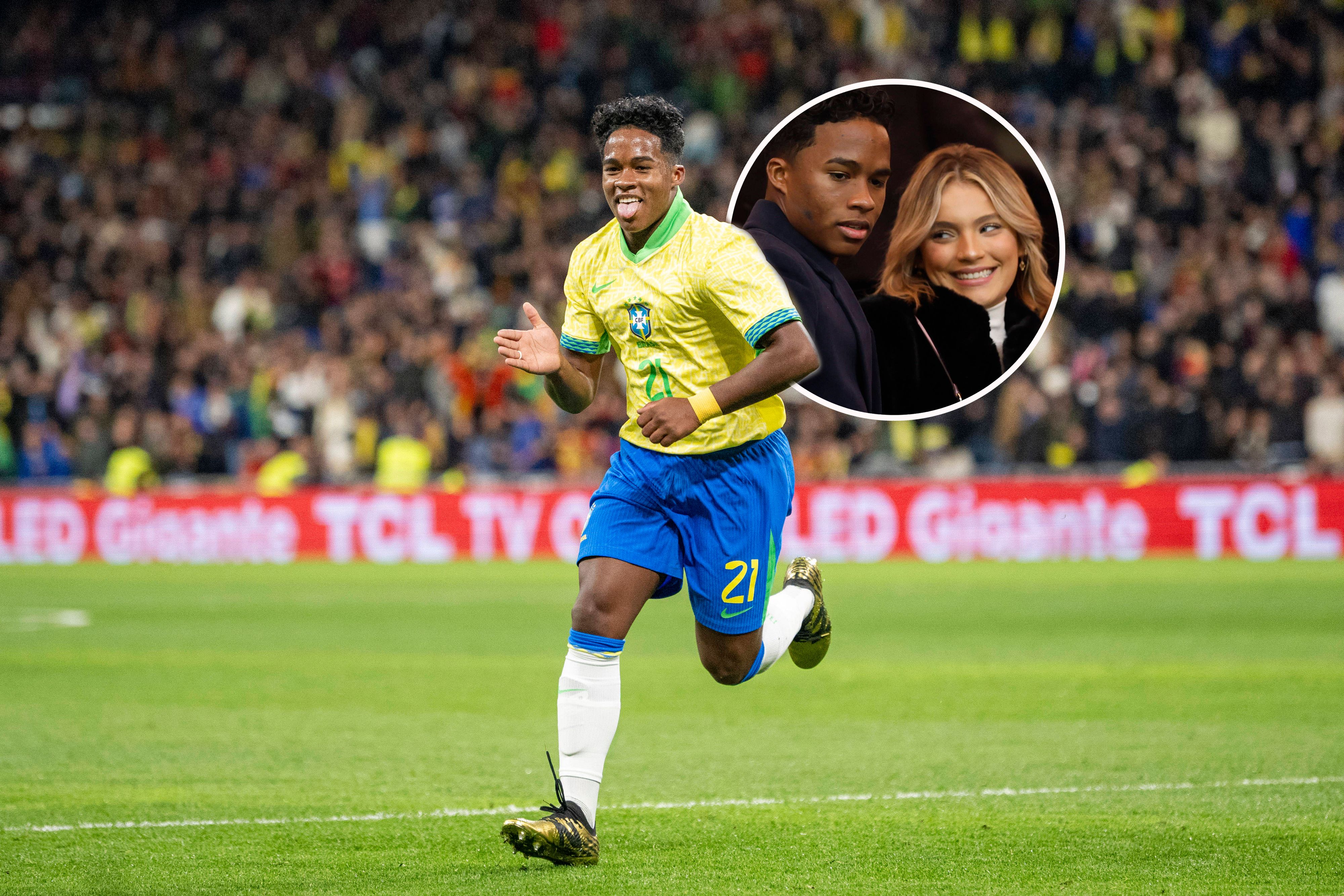 Endrick mit seiner Freundin Gabriely Miranda