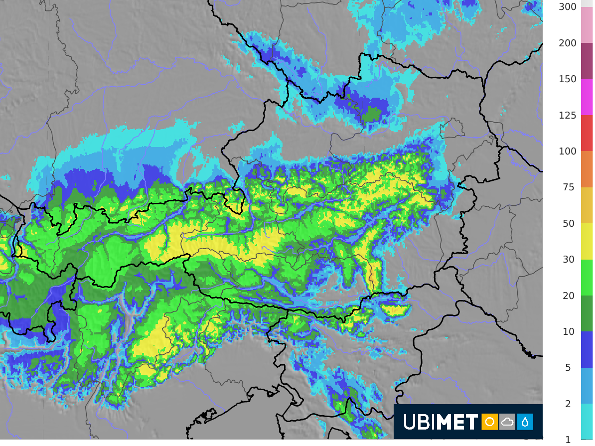 Die Neuschneeprognose für Dienstag und Mittwoch. Bis nach Wien hin ist temporär eine geringe Schneedecke möglich.