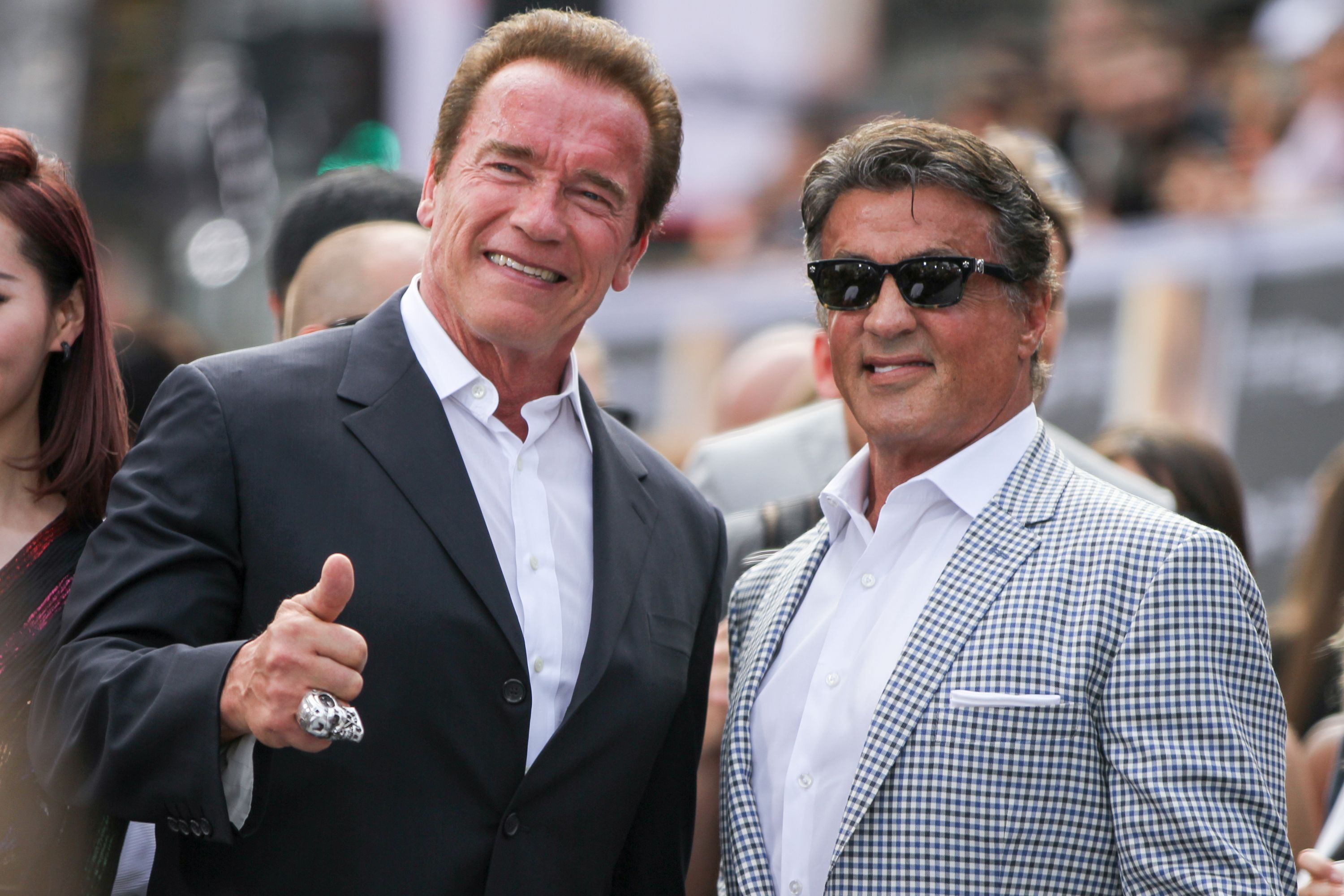 Arnold Schwarzenegger und Sylvester Stallone bei der LA Premiere von 