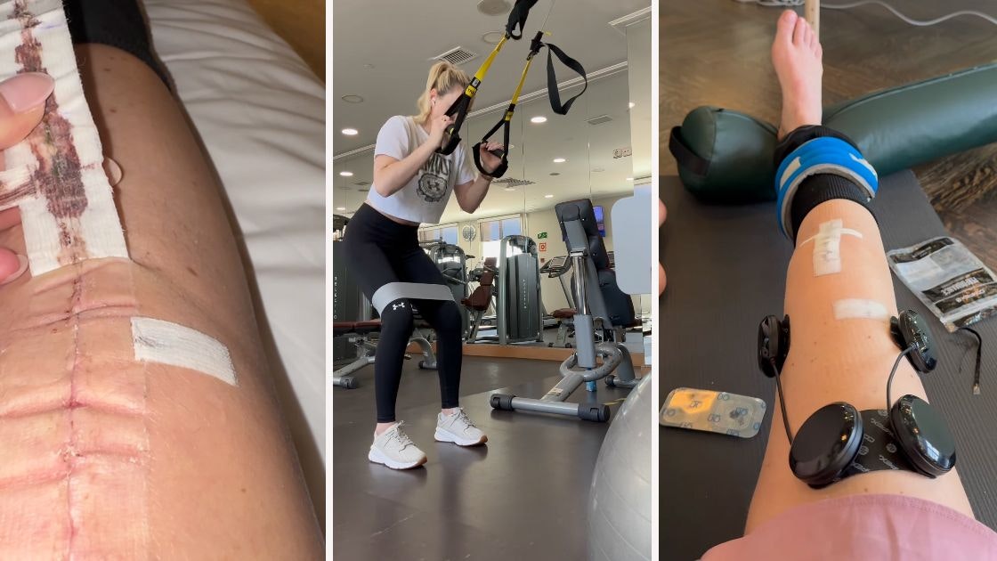 Lindsey Vonn trainiert nach der Knie-OP.