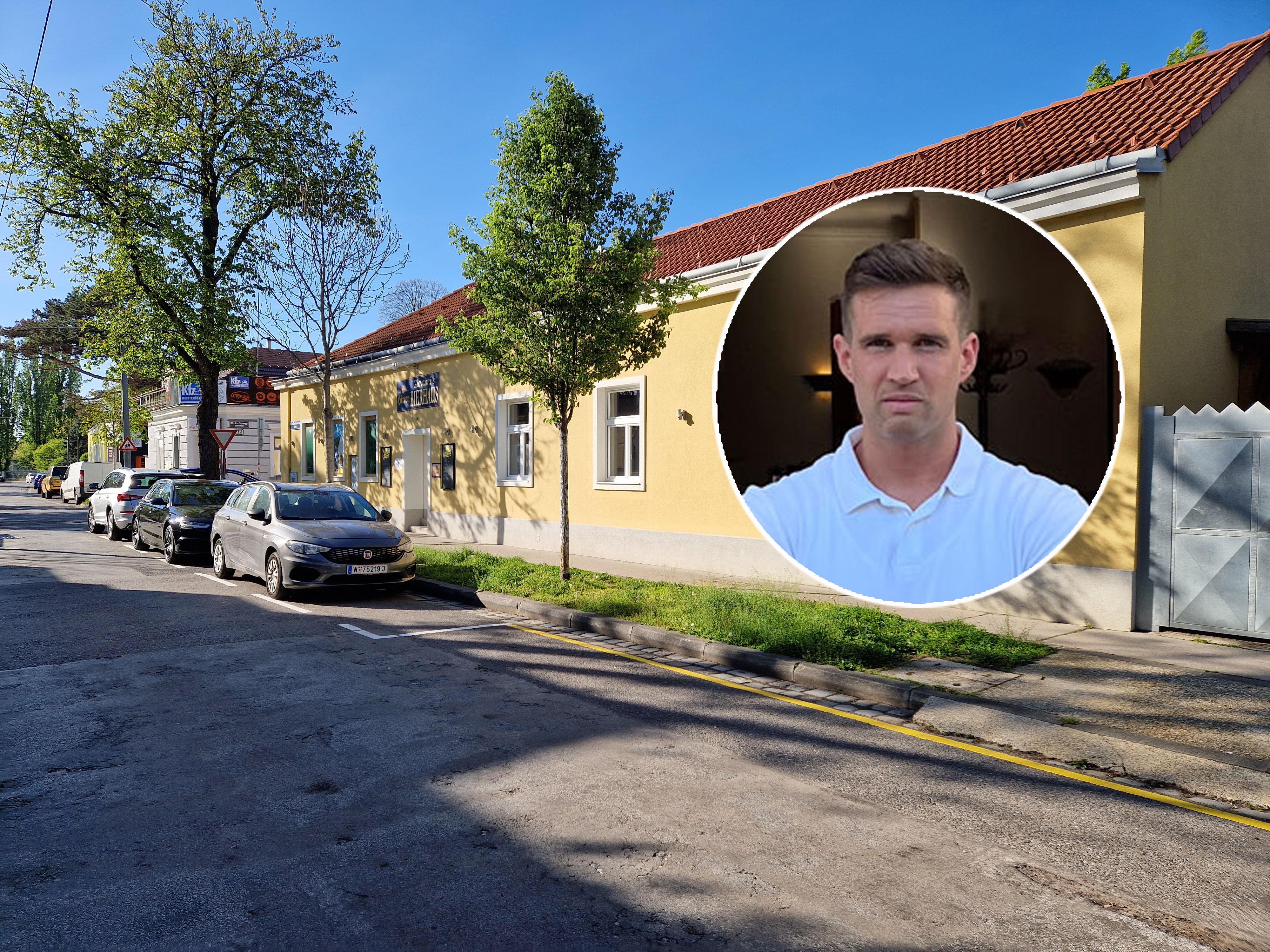 Gastronom Johann Güll ärgert sich über die Kurzparkzone und die neuen Bodenmarkierungen.