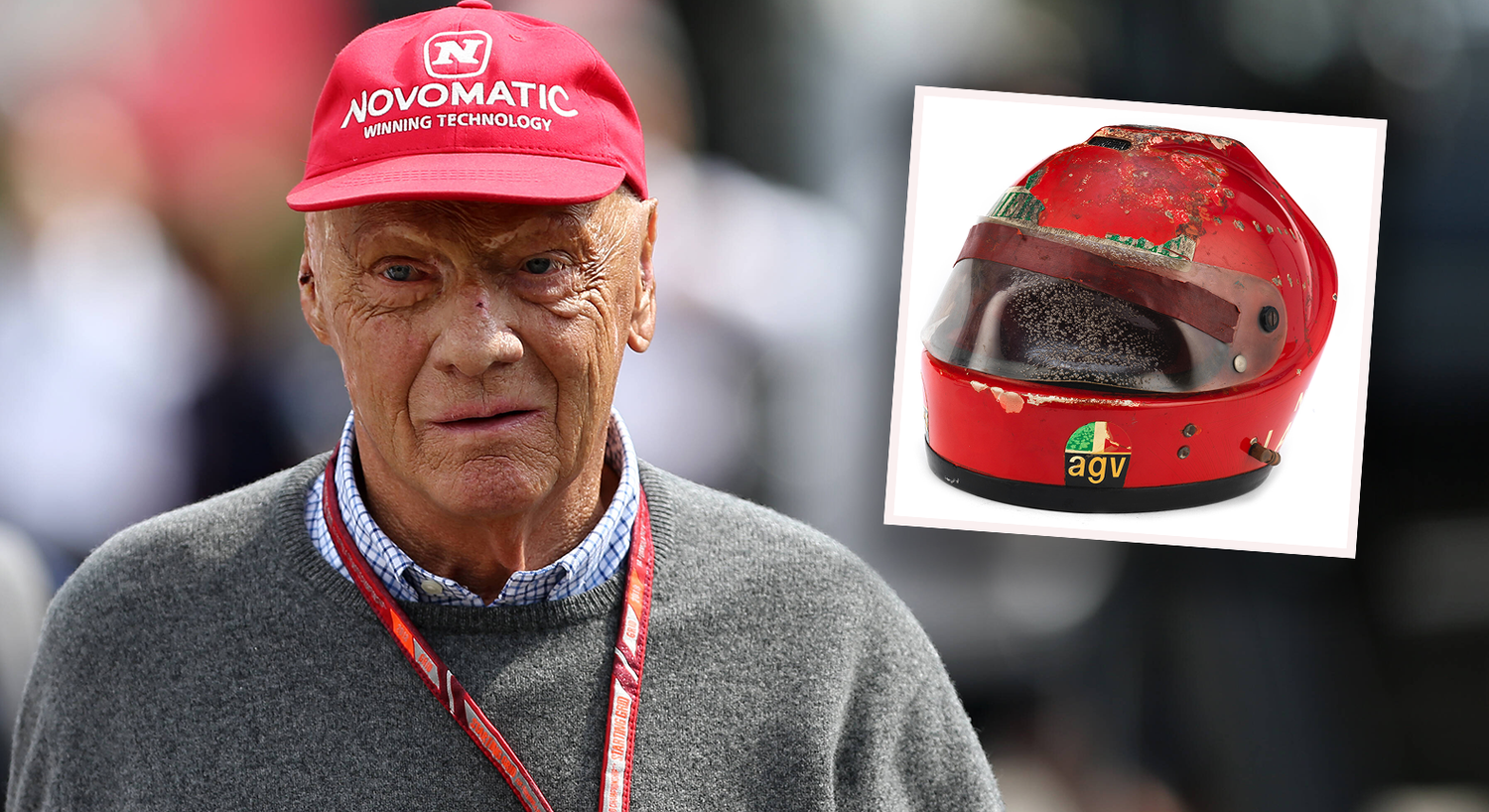 Der Helm, den NIki Lauda bei seinem Feuerunfall 1976 trug, wird versteigert.