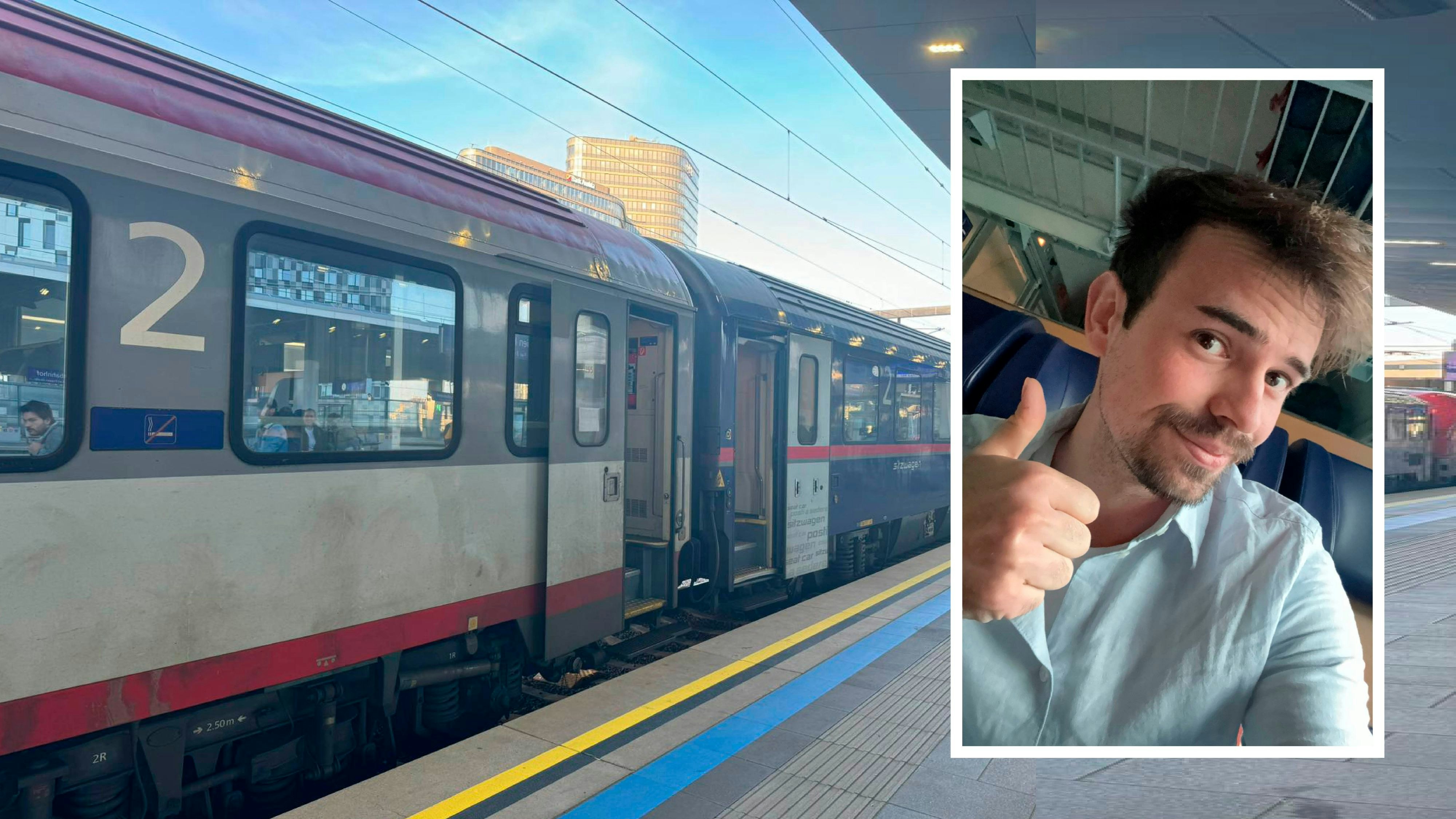 Der in Wien lebende Steirer, nachdem er den Diebstahl realisiert hatte: "Das Coolste am Nachtzugfahren: Man braucht sich um das Gepäck nicht mehr kümmern, weil man keines mehr hat”.