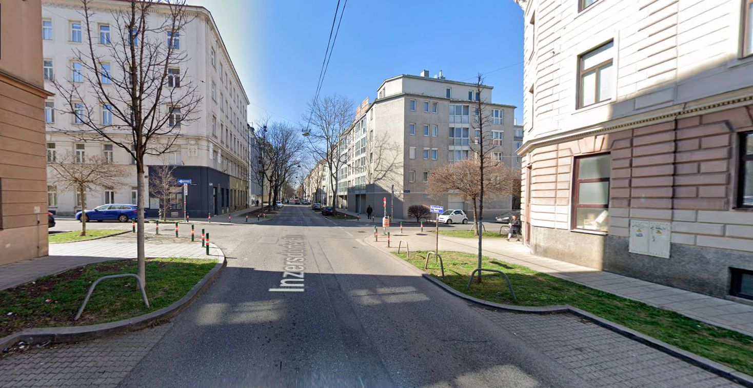 Auf dieser Kreuzung Inzersdorfer Straße / Leebgasse kam es am 24. April zum Unfall.