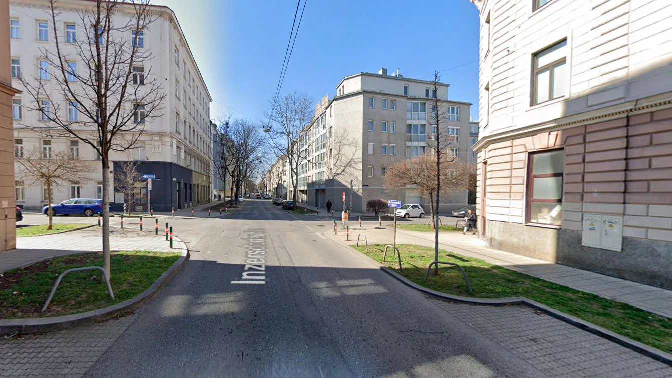 Auf dieser Kreuzung Inzersdorfer Straße / Leebgasse kam es am 24. April zum Unfall.