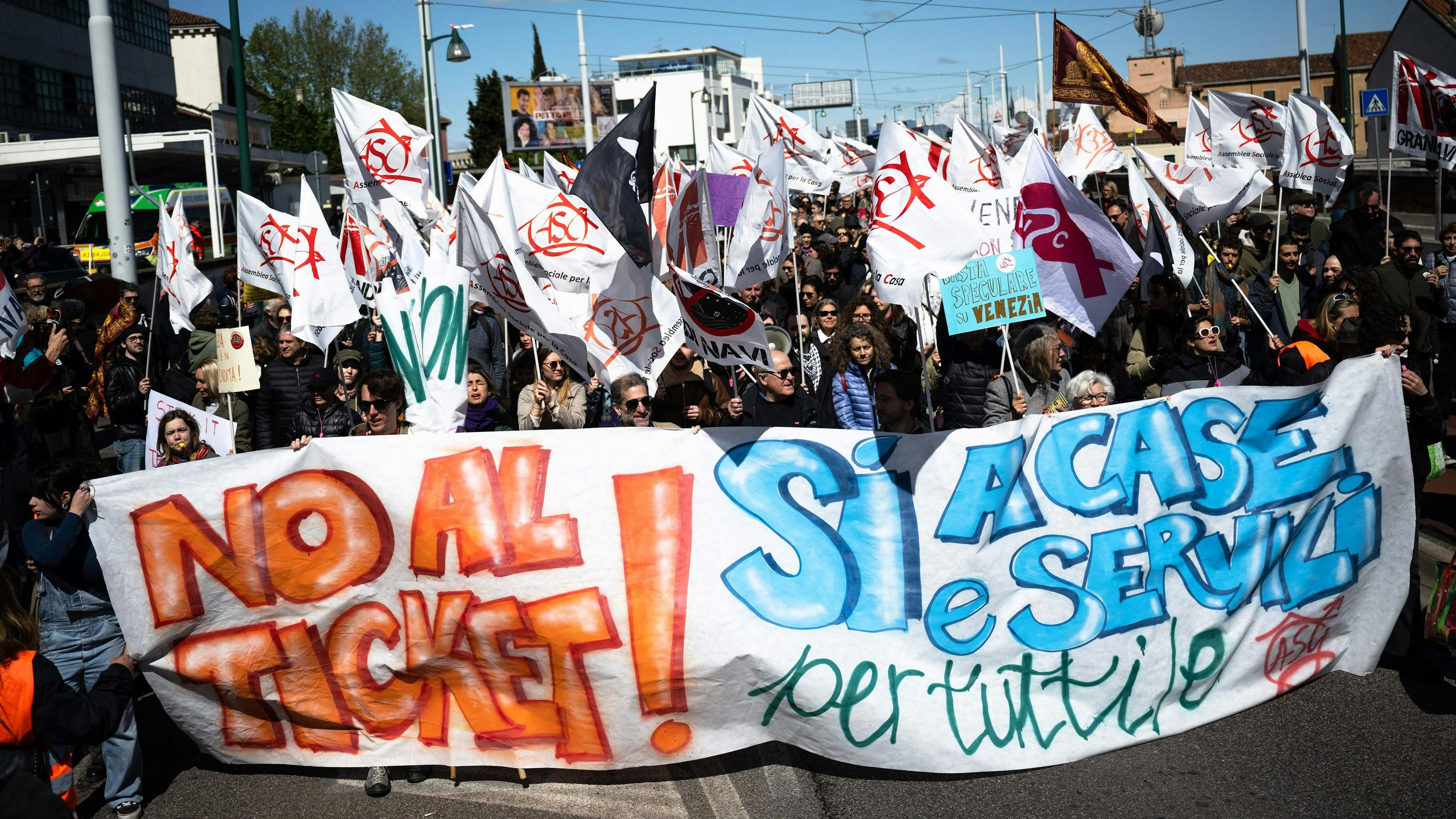 Die Protestbewegung "Freier Eintritt für Venedig" zog durch die Lagunenstadt