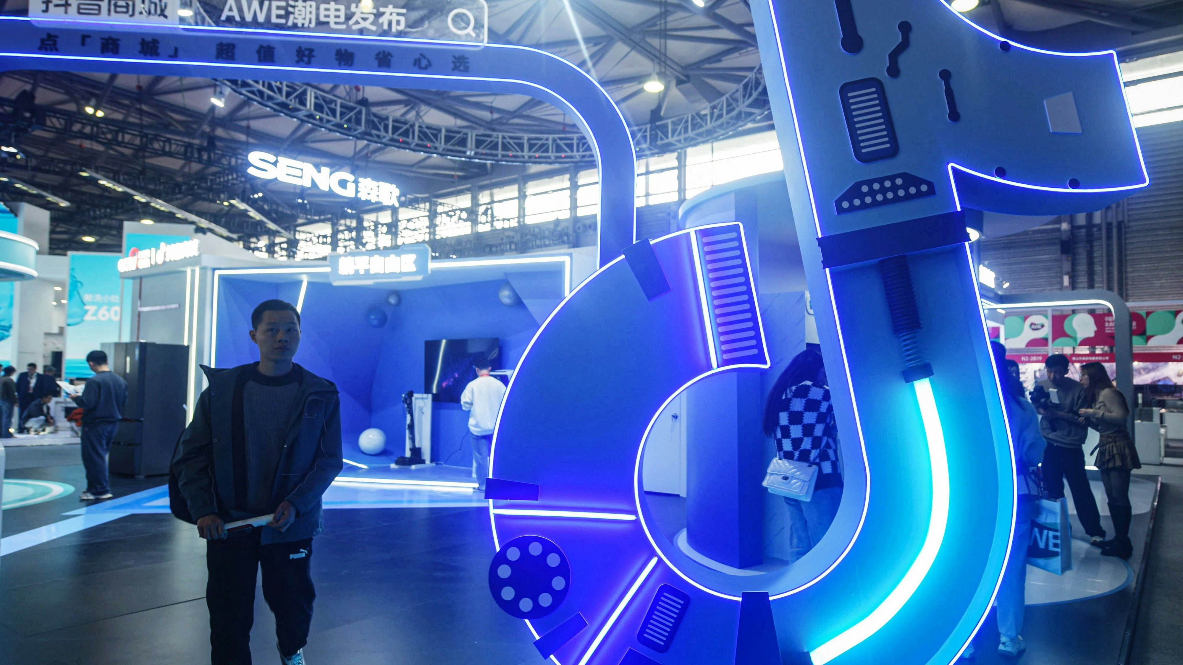 Verkaufsstand von Tiktok auf der "Appliance &amp; Electronics World Expo" (AWE) in Shanghai im März 2014