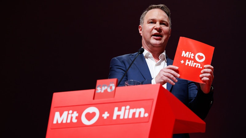 SPÖ-Chef Andreas Babler beim Bundesparteirat in der Messe Wieselburg am 27. April 2024.