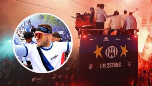 Marko Arnautovic bei der Inter-Meisterfeier.