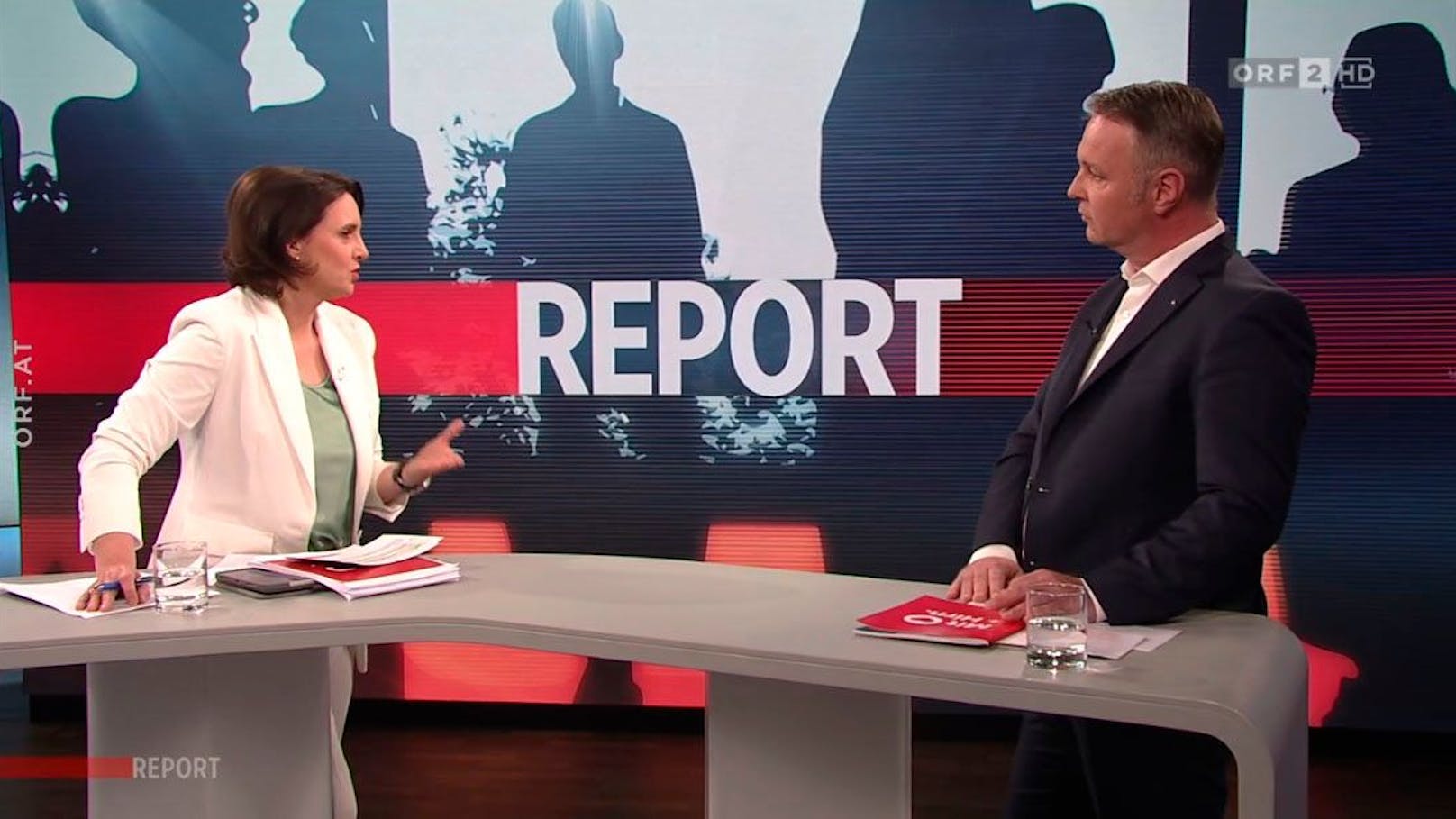 Andreas Babler im ORF-"Report" mit Susanne Schnabl am 30. April 2024.